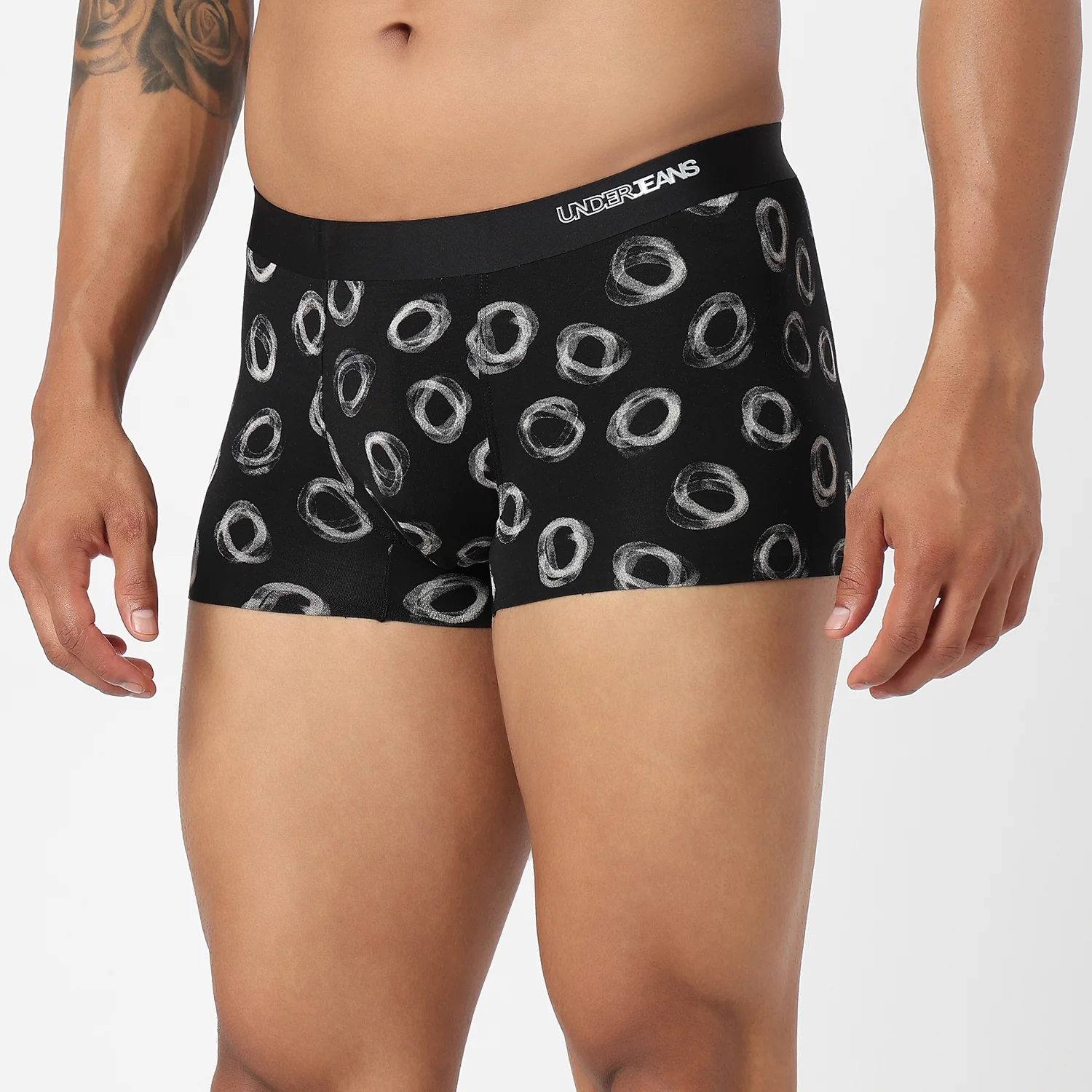 Underjeans Black/OffWhite Modal Blend Trunk - Image 3