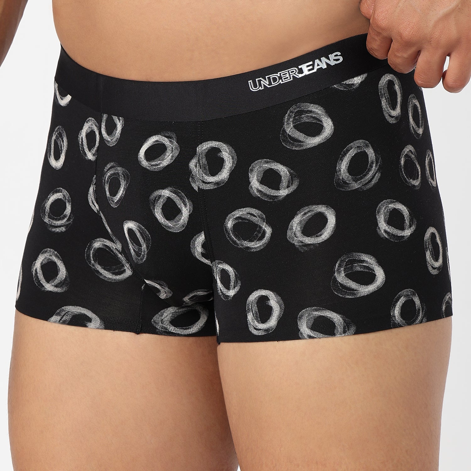 Underjeans Black/OffWhite Modal Blend Trunk - Image 5