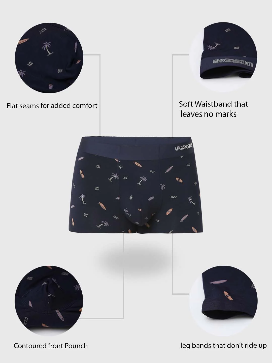 Underjeans Navy Print Elastic Trunk - Image 8