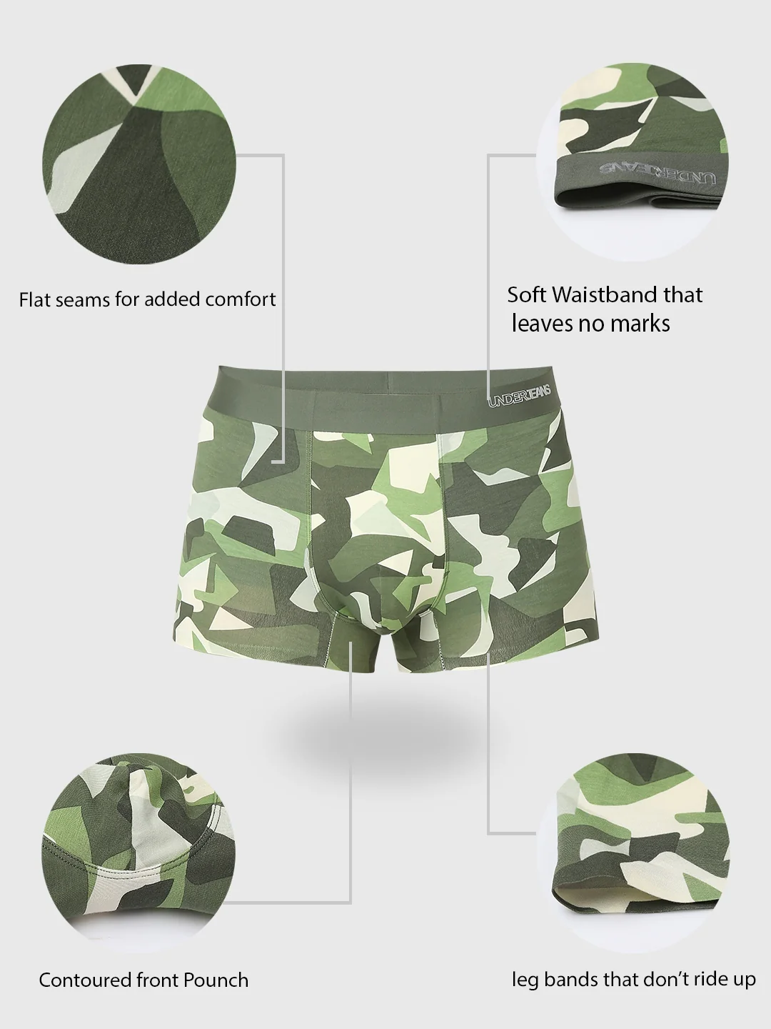 Underjeans Olive Print Elastic Trunk - Image 7