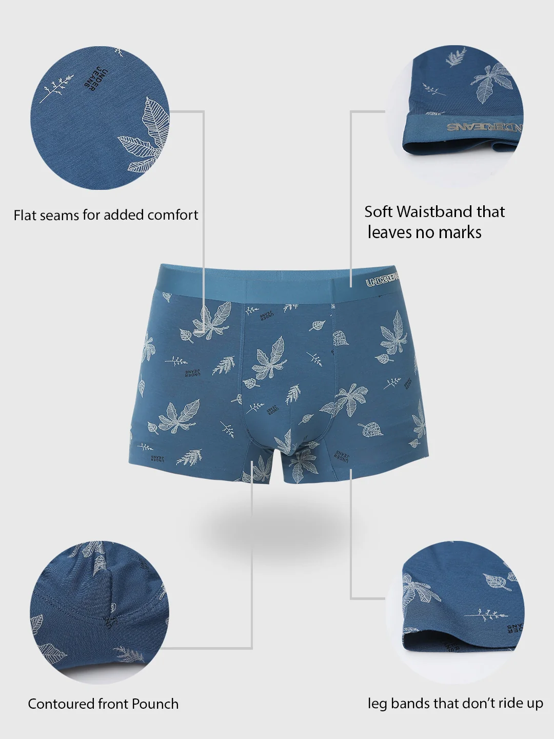 Underjeans Teal Blue Print Elastic Trunk - Image 8