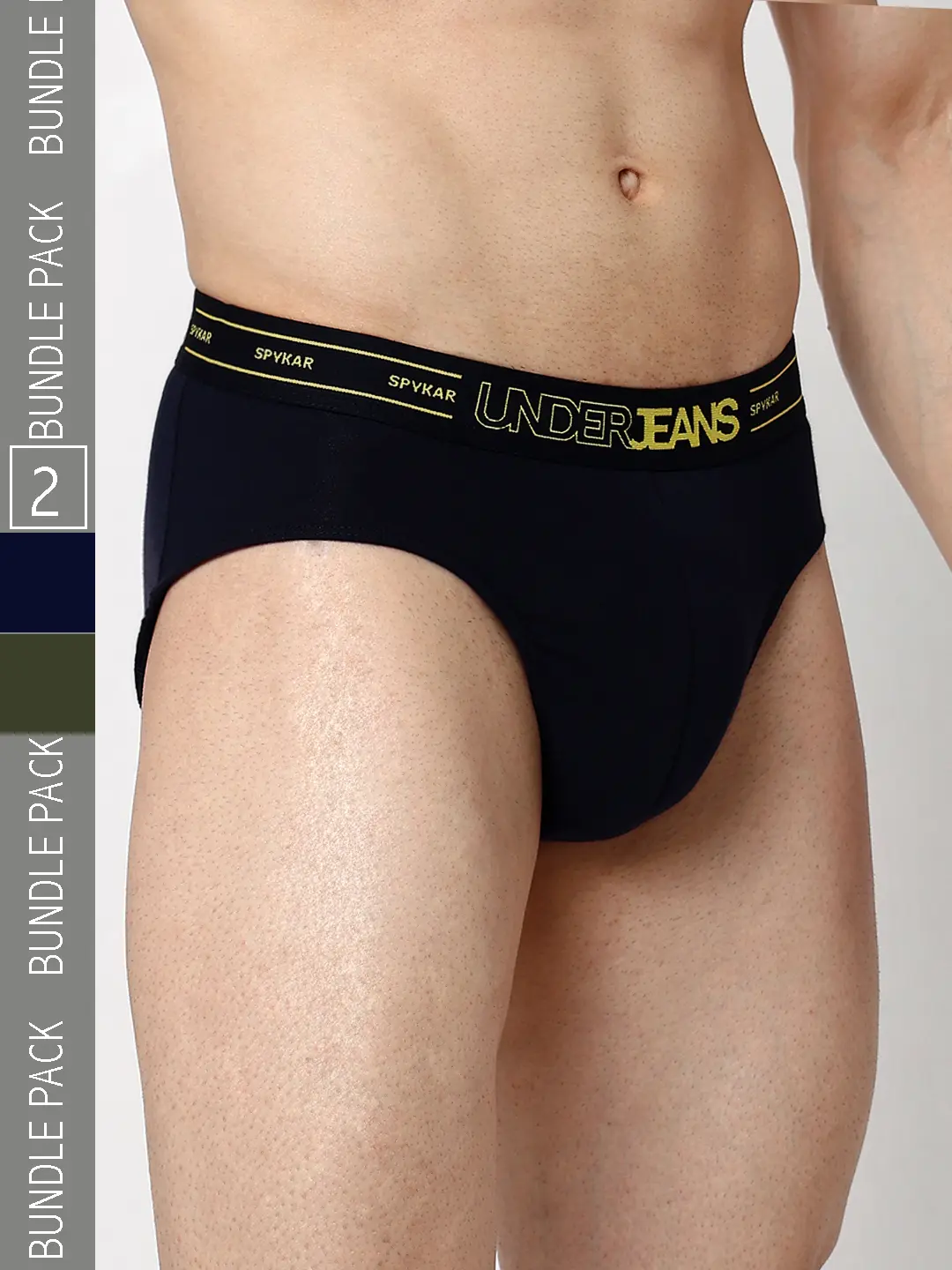 Underjeans Pack Of 2 Cotton Blend Regular Fit Briefs