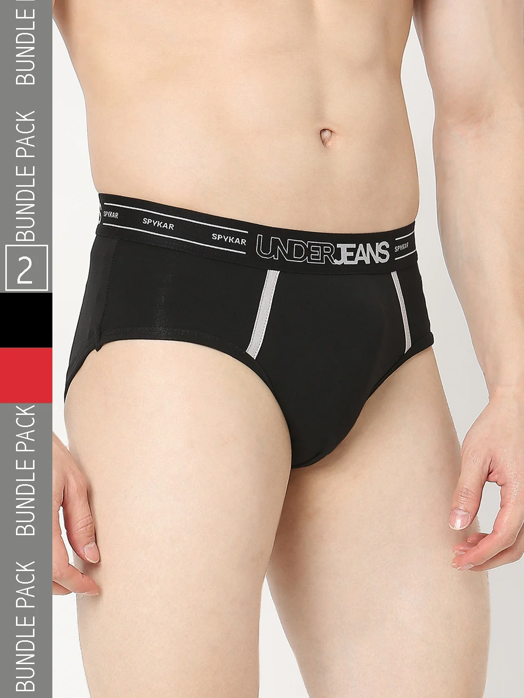 Underjeans Pack Of 2 Black & Red Briefs