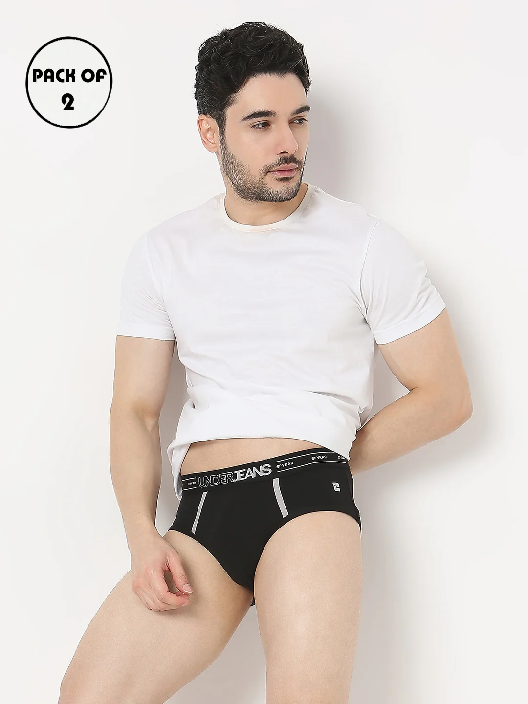 Underjeans Pack Of 2 Black & Red Briefs - Image 2