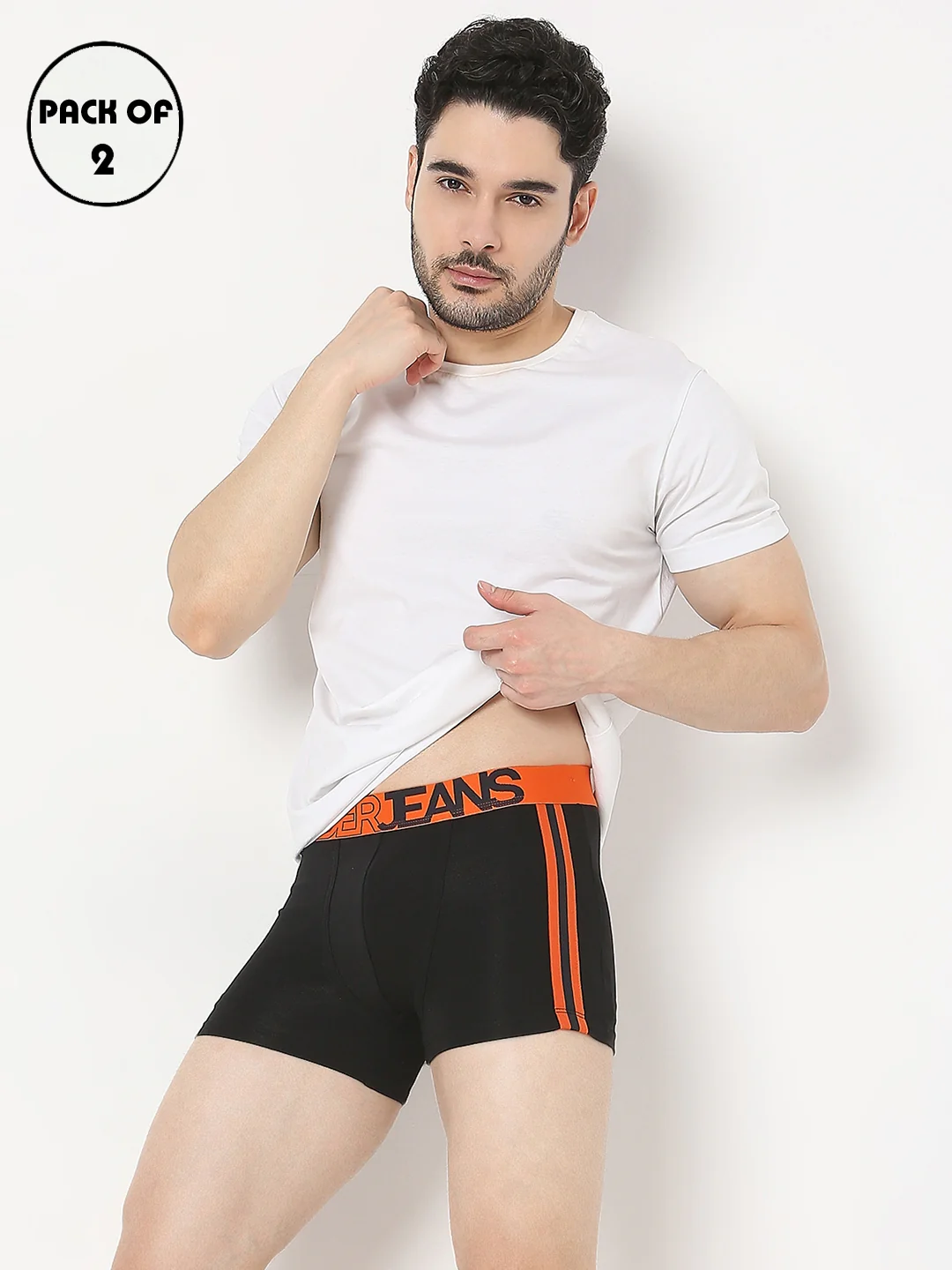 Underjeans Pack Of 2 Black & White Trunks - Image 2