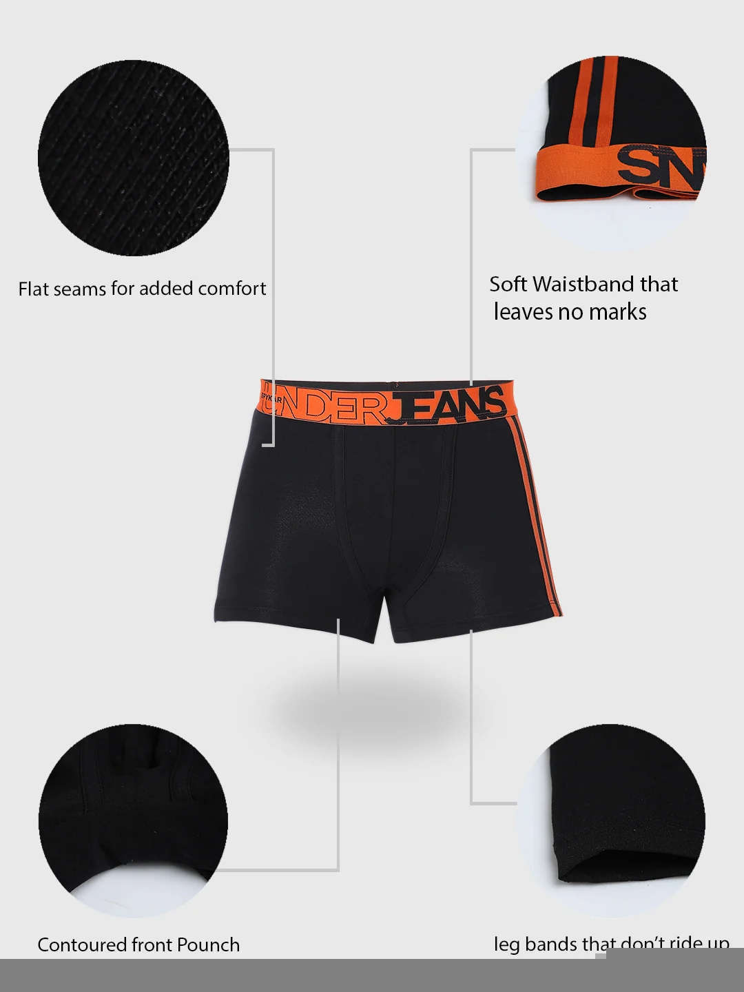 Underjeans Pack Of 2 Black & White Trunks - Image 9