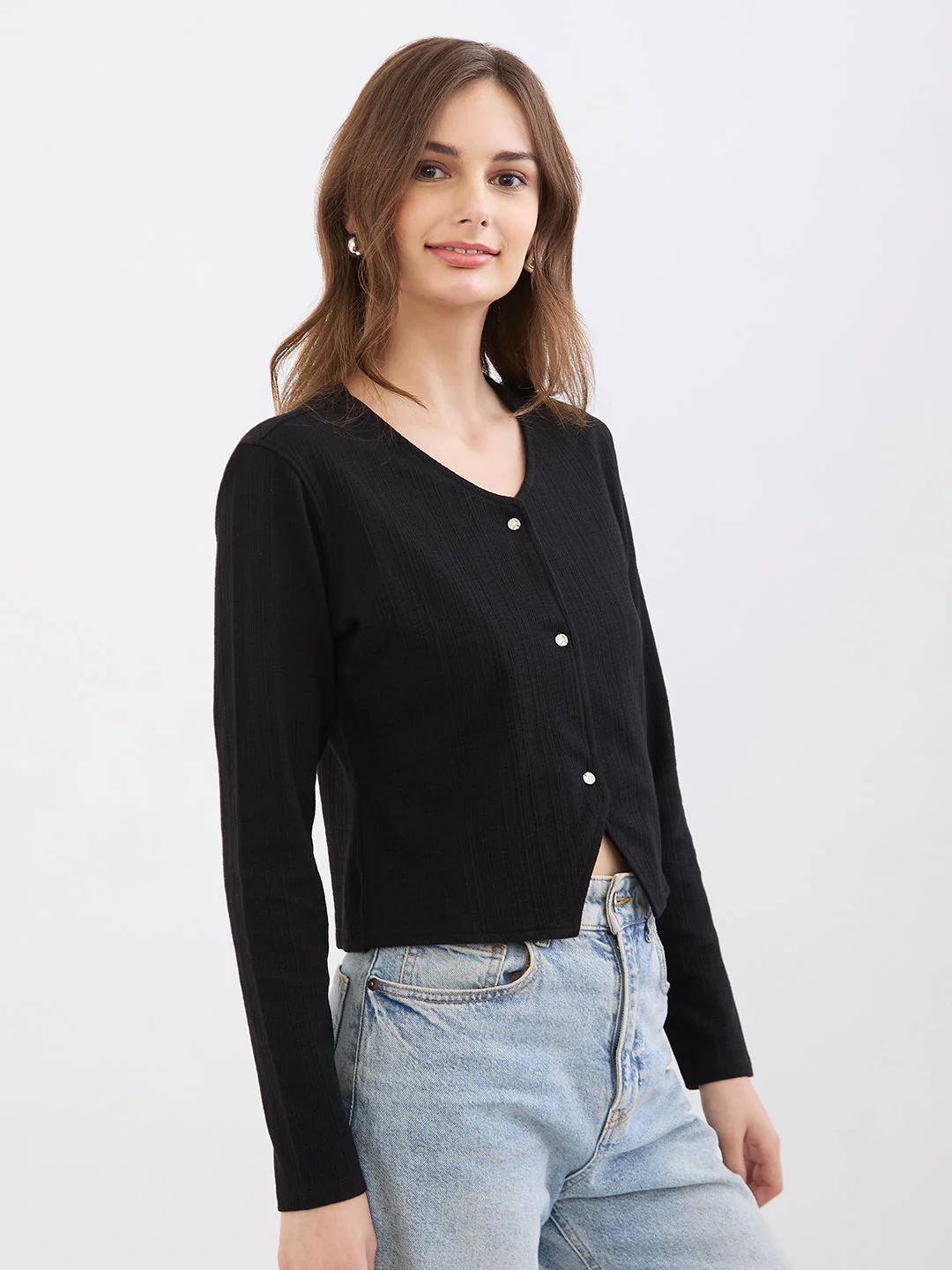 Women T-Shirt Black Slim Fit