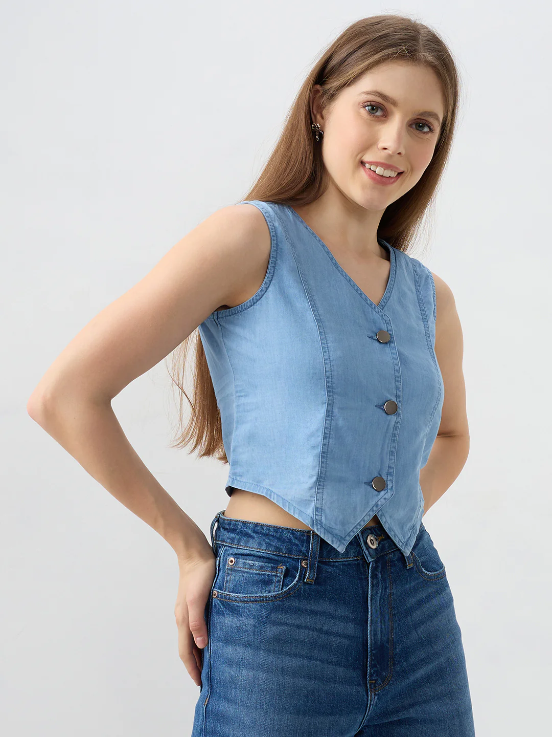 Women Shirt Blue Regular Fit - Image 2