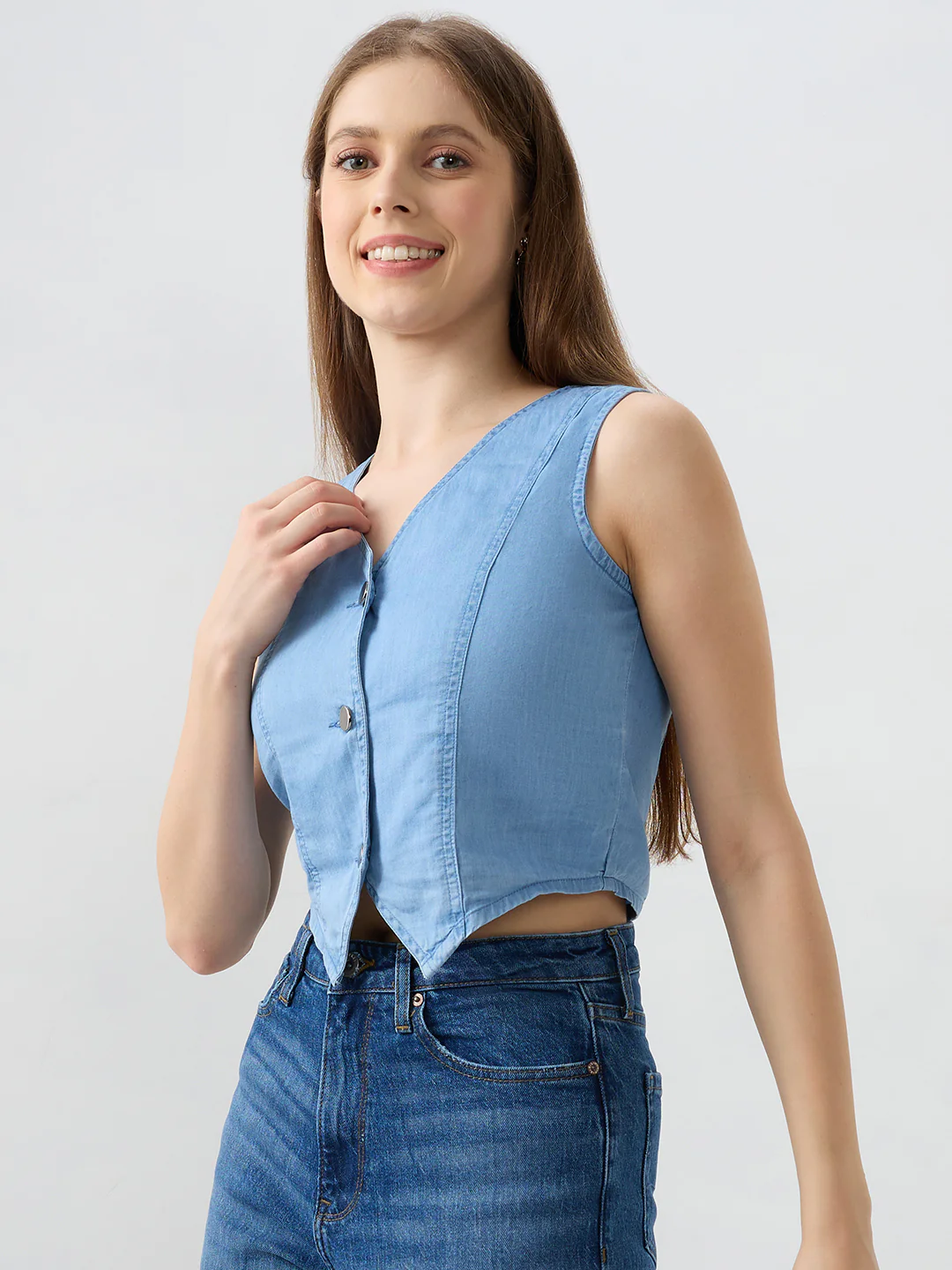 Women Shirt Blue Regular Fit - Image 3