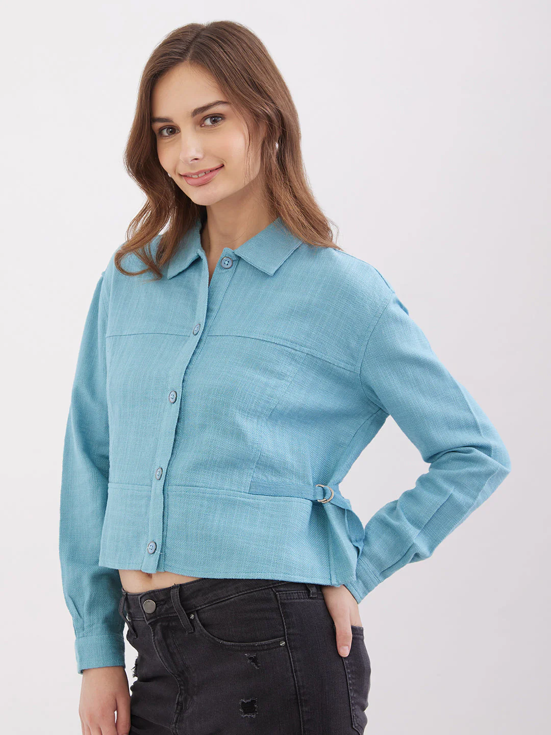 Women Top Blue Regular Fit - Image 3