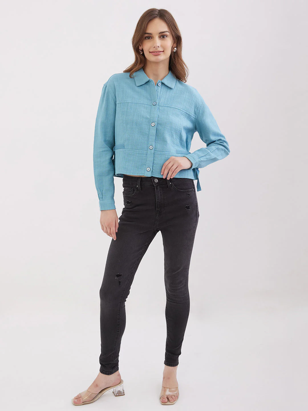 Women Top Blue Regular Fit - Image 5