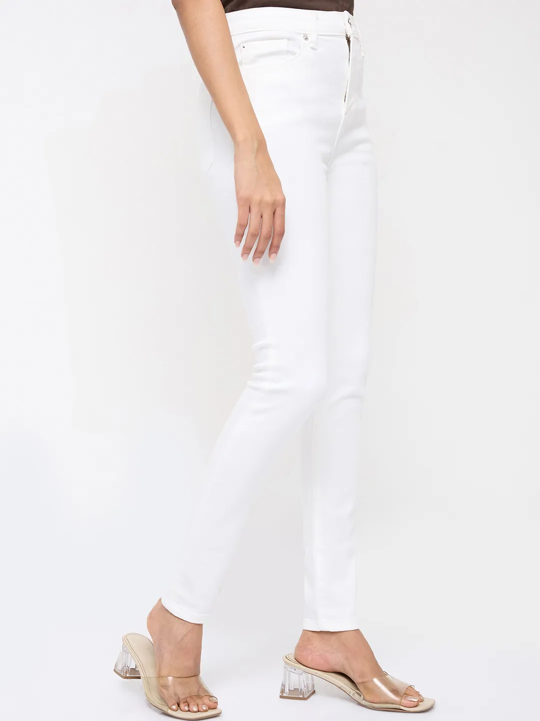 Women Alexa Jeans Super Skinny Fit White High Rise - Image 3