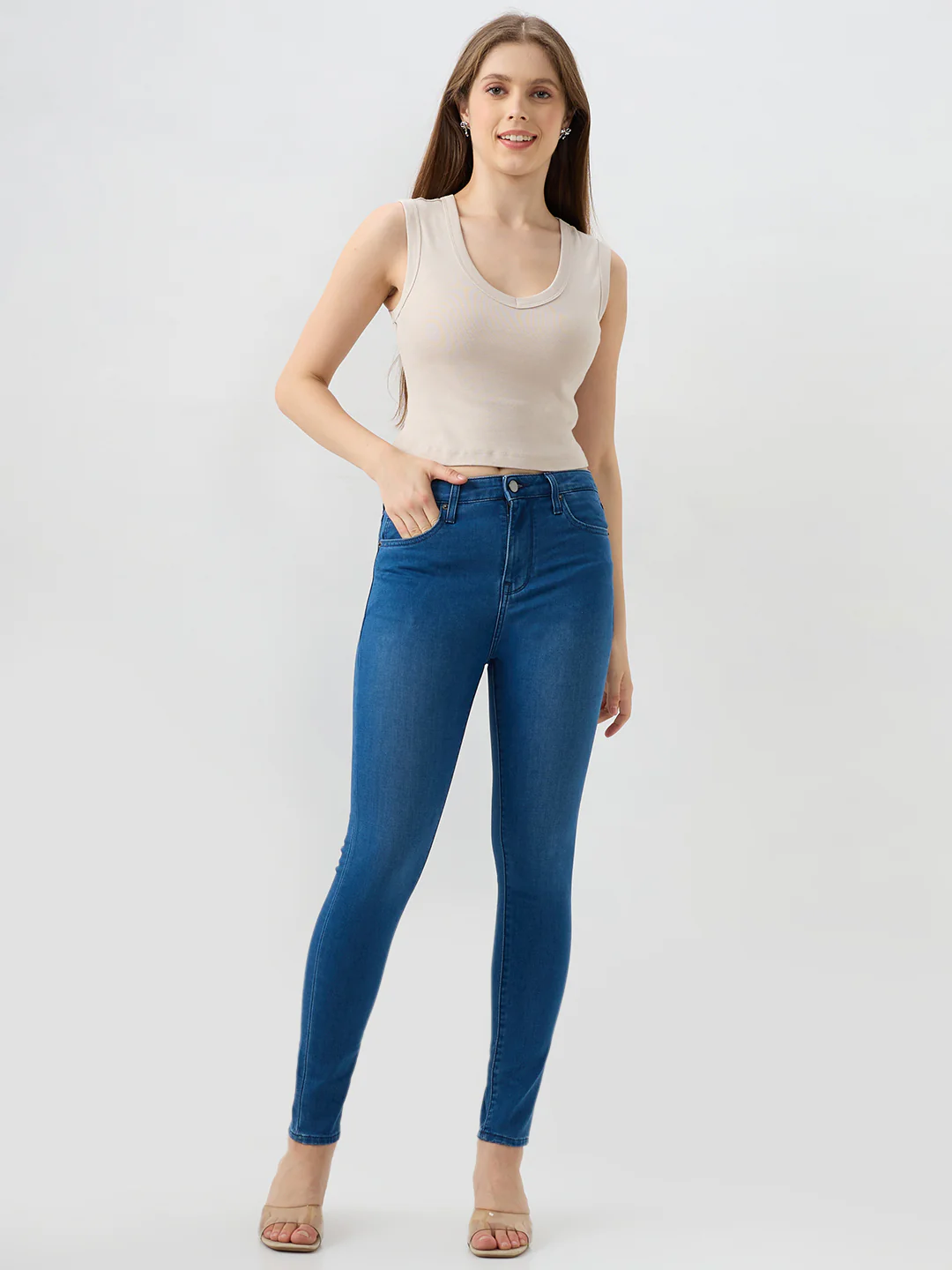 Women Alexa Jeans Super Skinny Fit Blue High Rise - Image 5