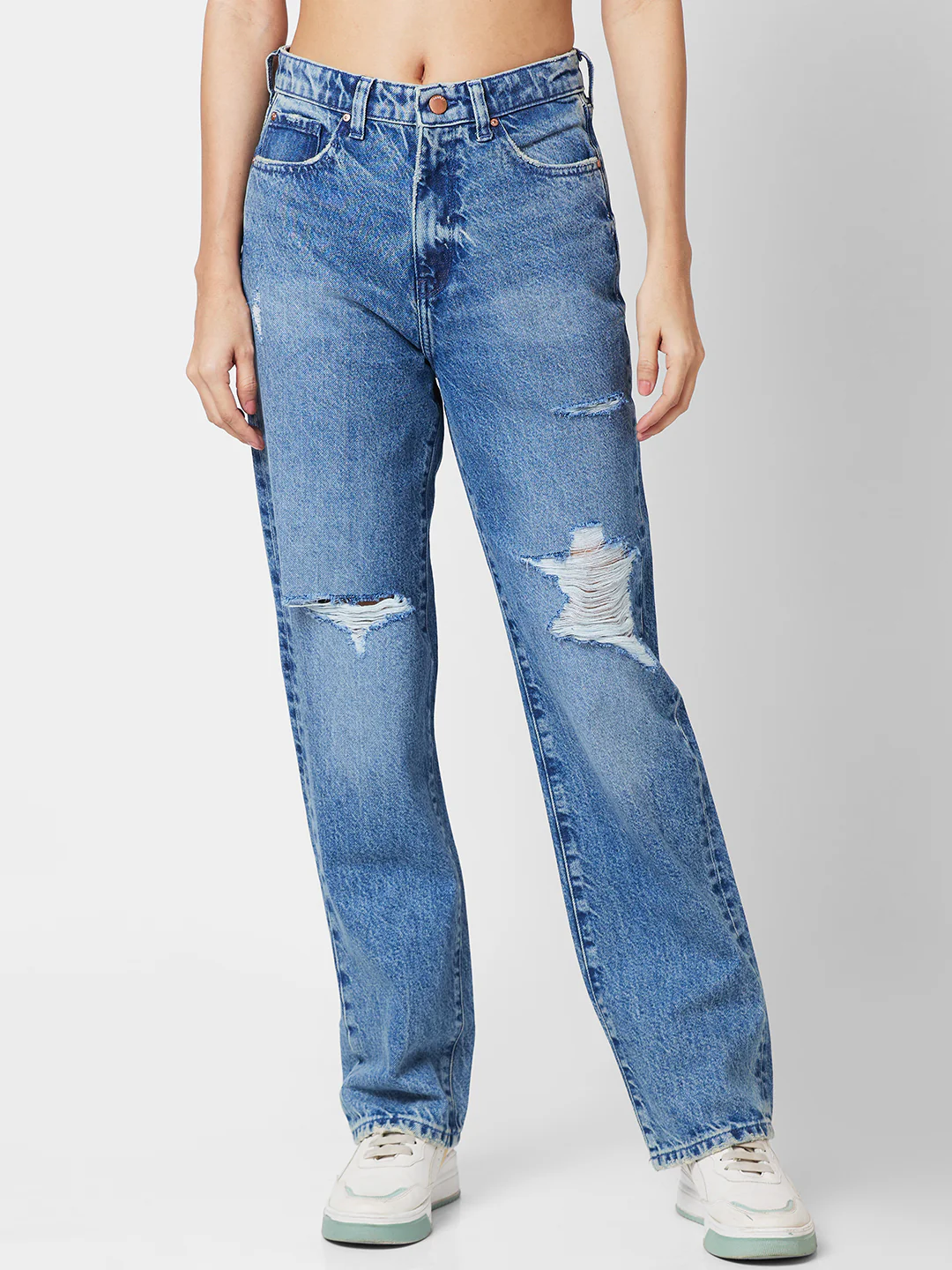 Women Jeans Straight Fit Blue High Rise