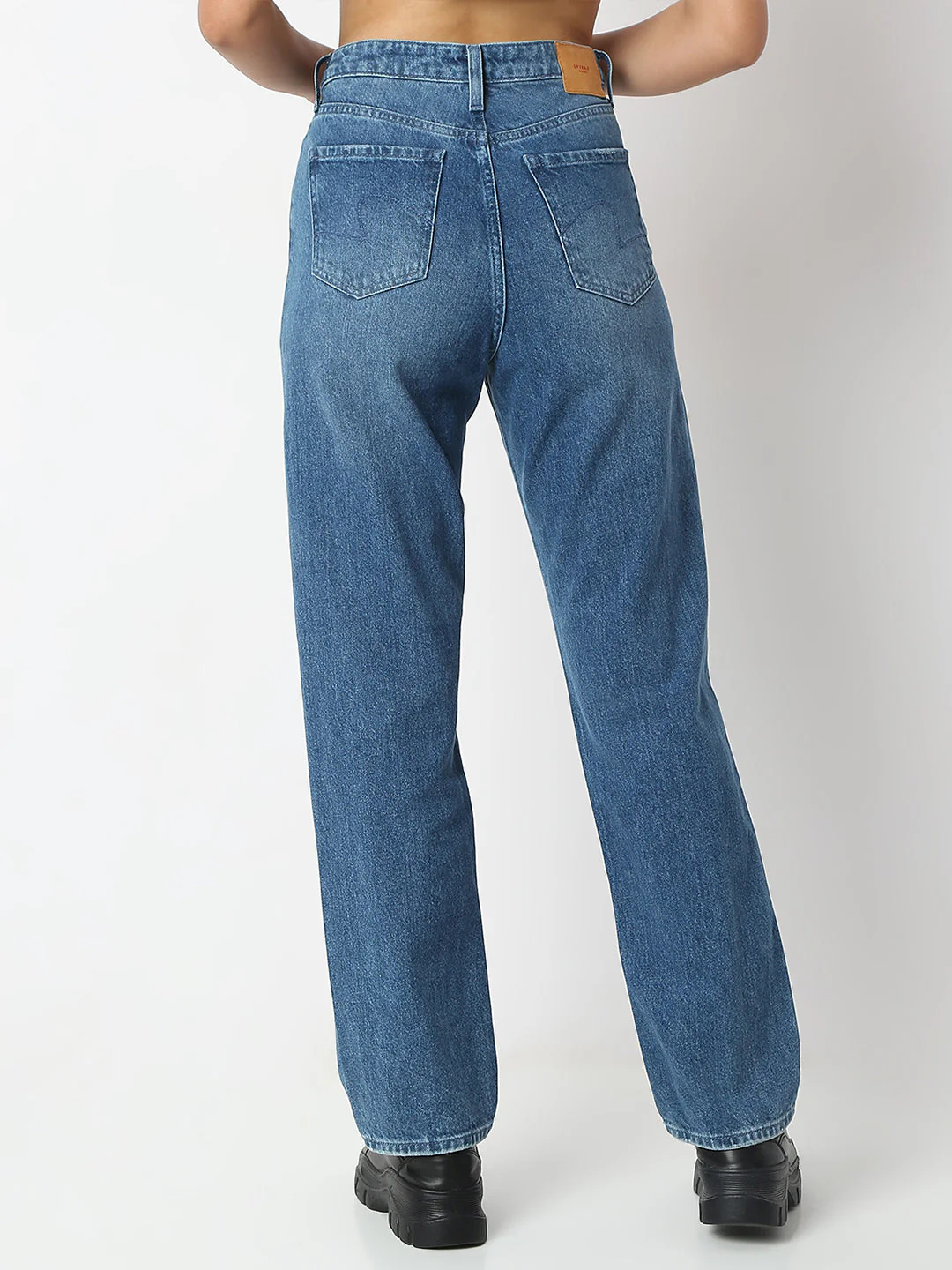 Women Jeans Straight Fit Blue High Rise - Image 4
