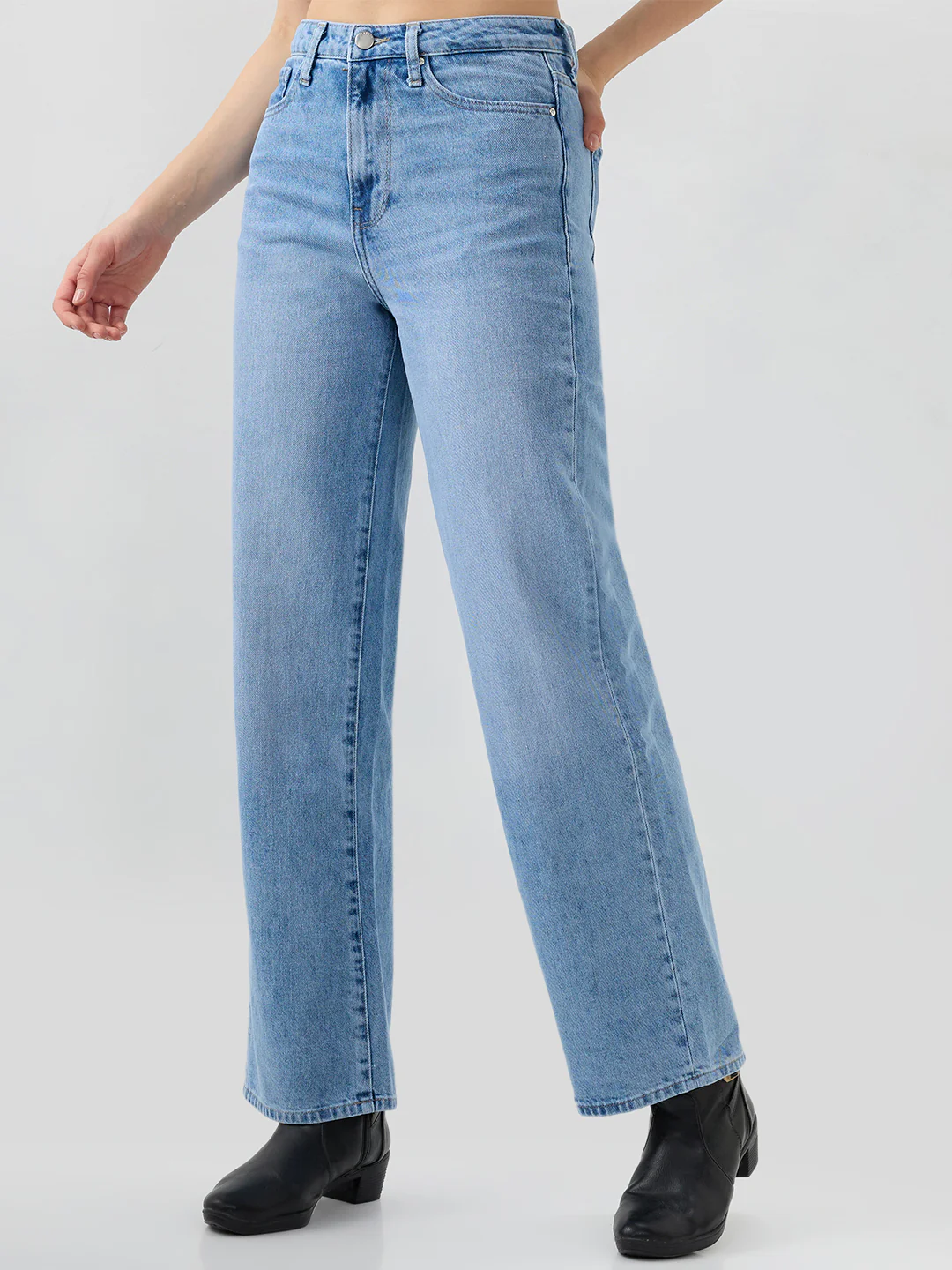 Women Bella Jeans Straight Fit Blue High Rise - Image 3