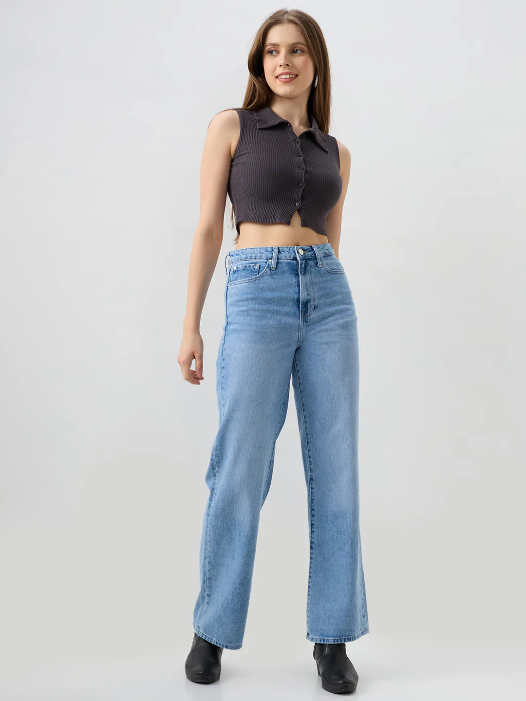 Women Bella Jeans Straight Fit Blue High Rise - Image 5
