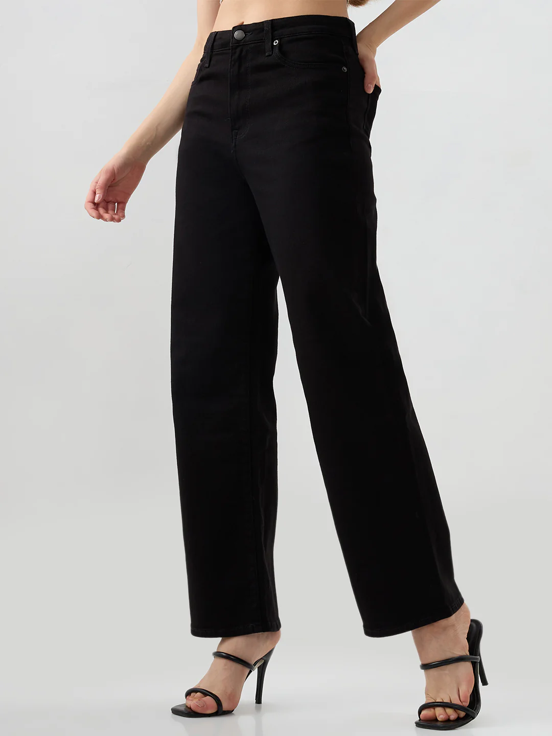 Women Bella Jeans Straight Fit Black High Rise - Image 3