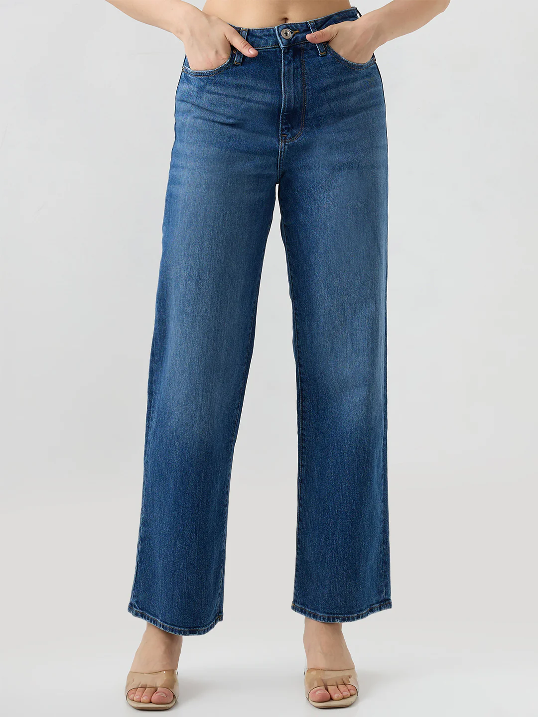 Women Bella Jeans Straight Fit Blue Mid Rise