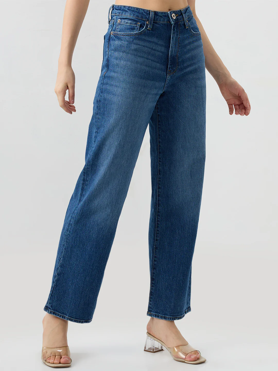 Women Bella Jeans Straight Fit Blue Mid Rise - Image 2