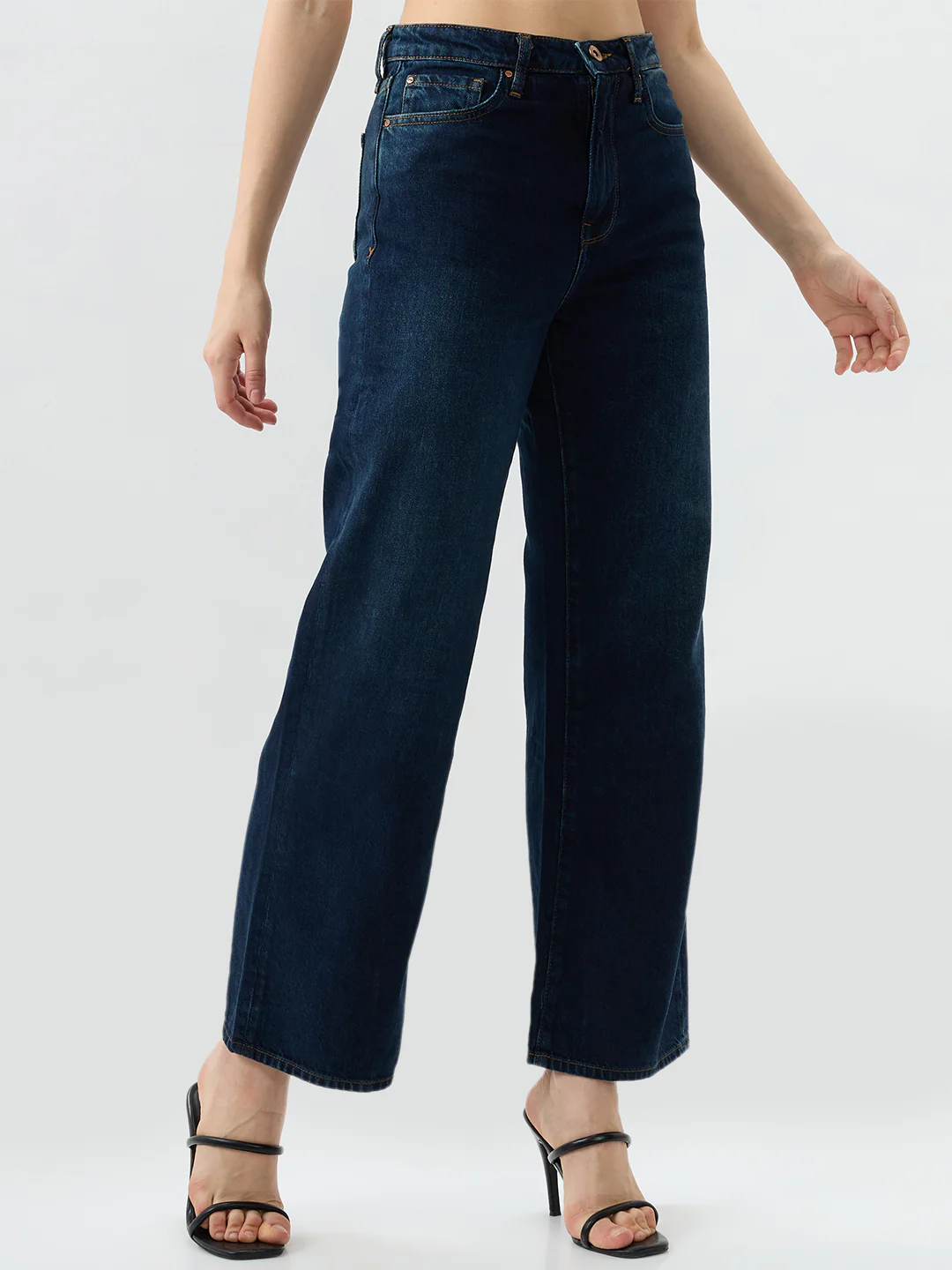 Women Bella Jeans Straight Fit Blue Mid Rise - Image 2