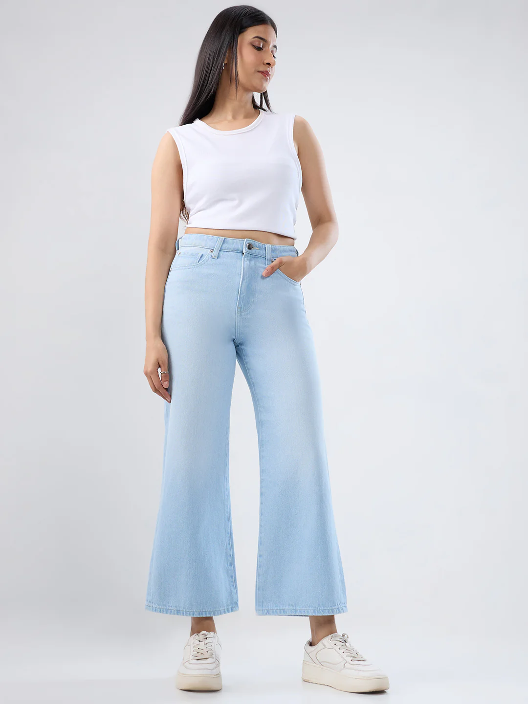 Women Bella-Wide Jeans Wide Leg Ice Blue High Rise - Image 8
