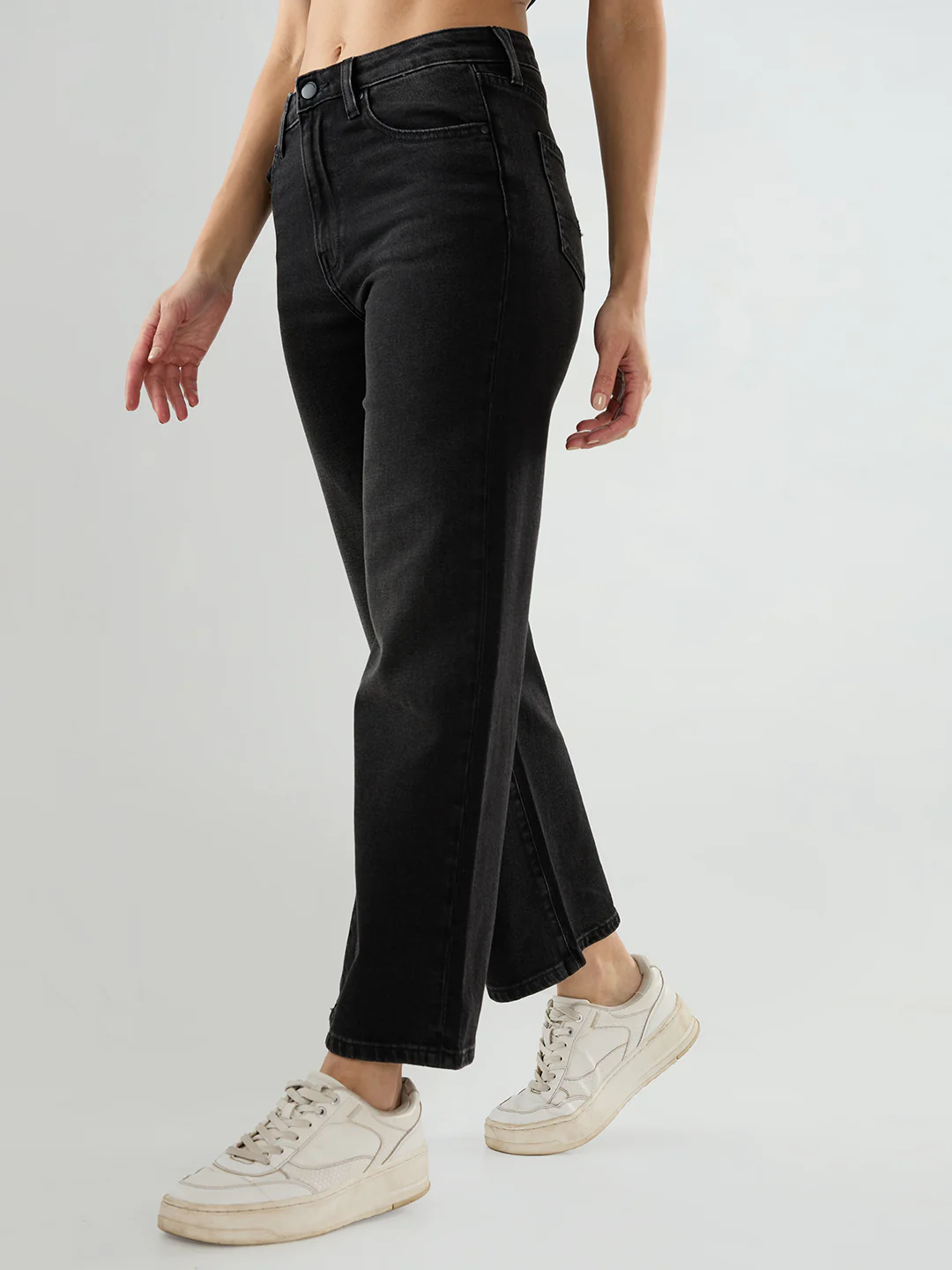 Women Bella-Wide Jeans Wide Leg Black High Rise - Image 4