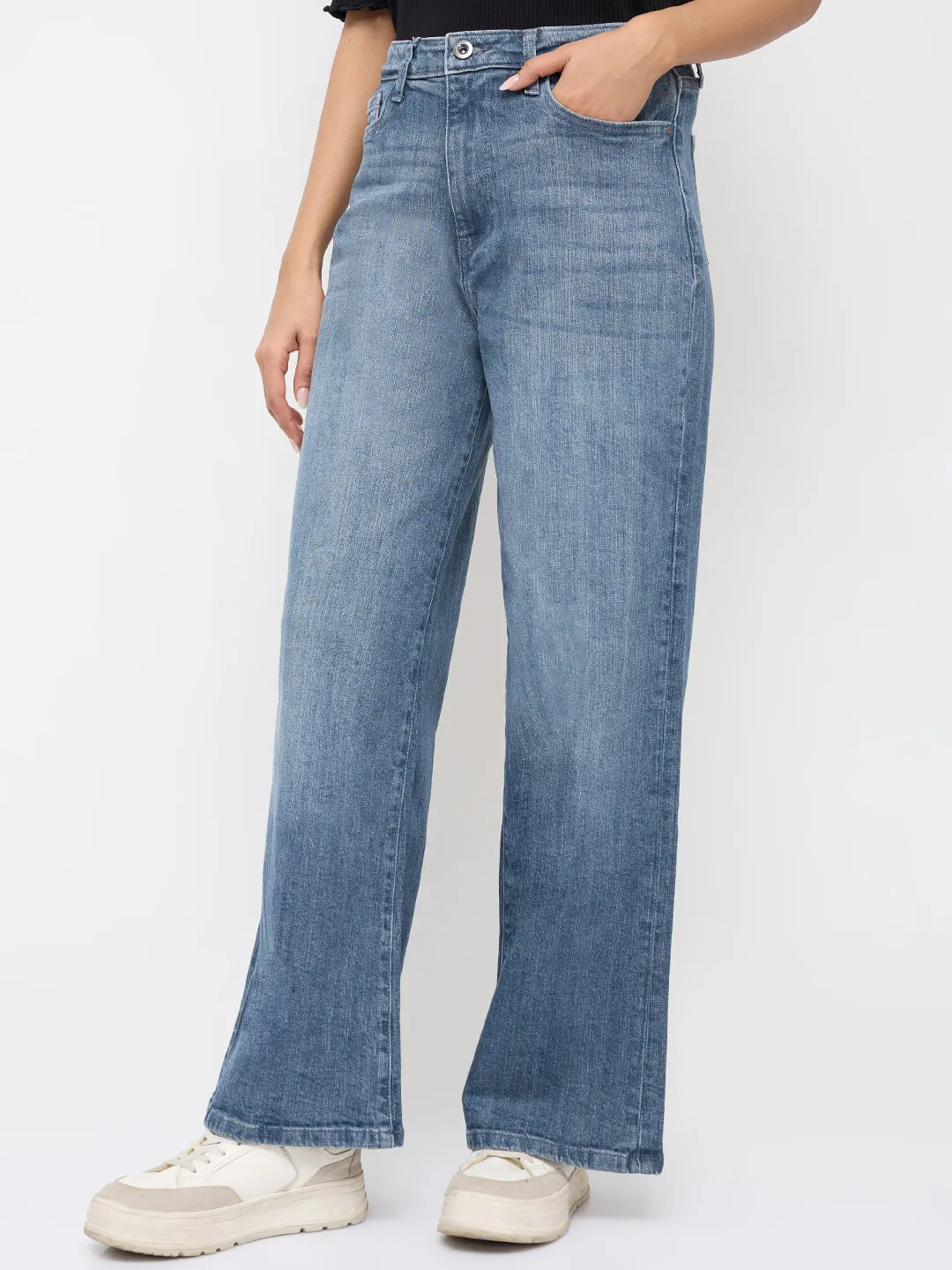 Women Bella-Wide Jeans Wide Leg Blue High Rise - Image 4