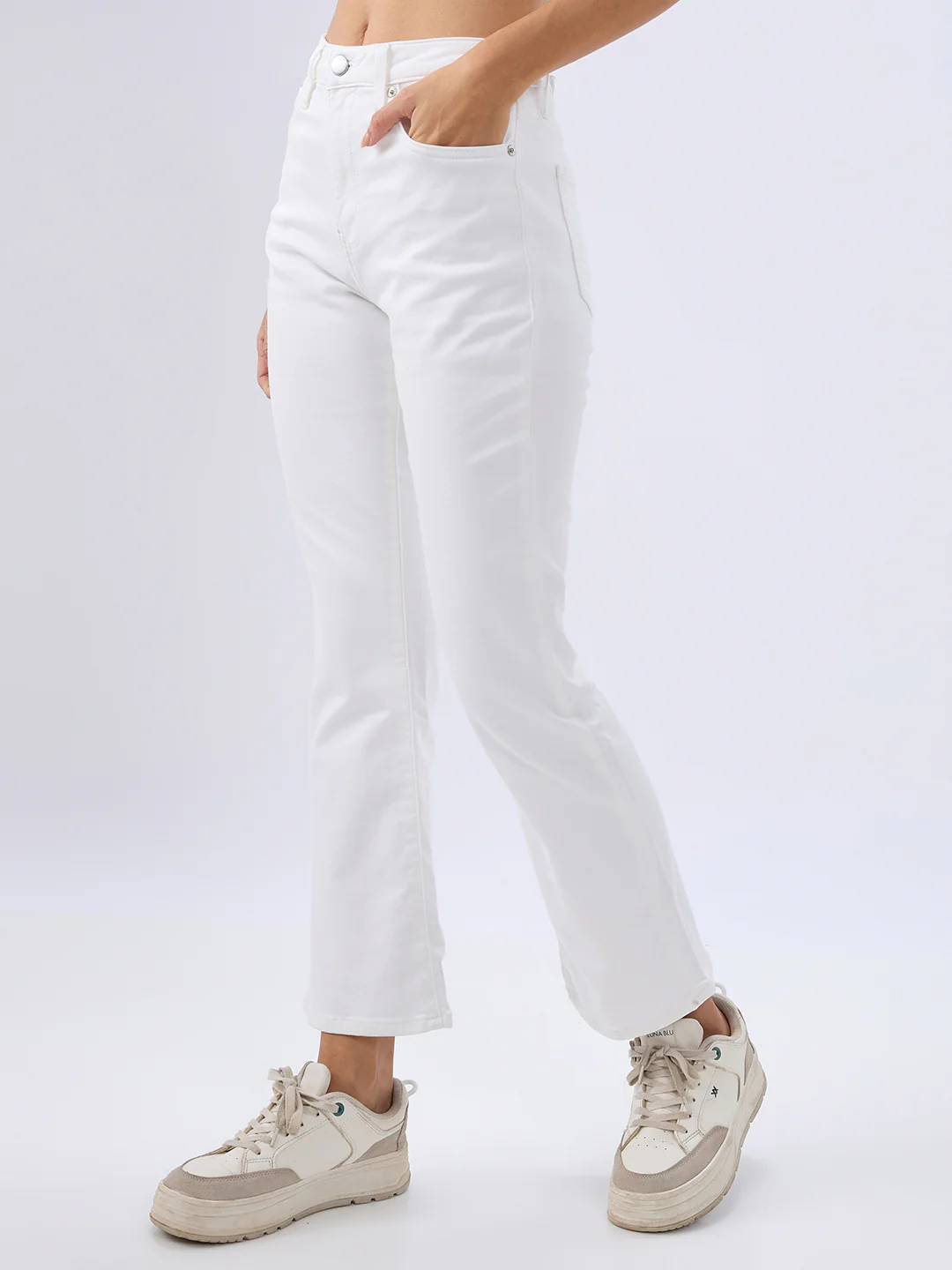 Women Elissa Jeans Boot Cut Fit White High Rise - Image 3