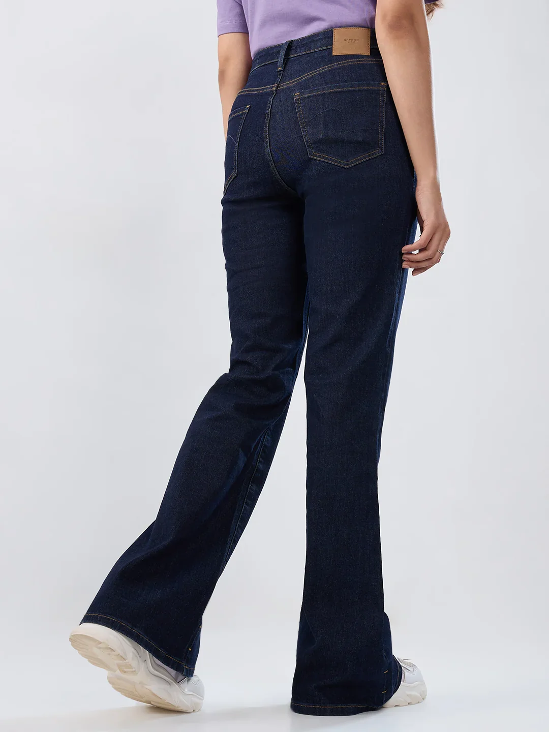 Women Flare Fit Jeans Flare Leg Blue Mid Rise - Image 6