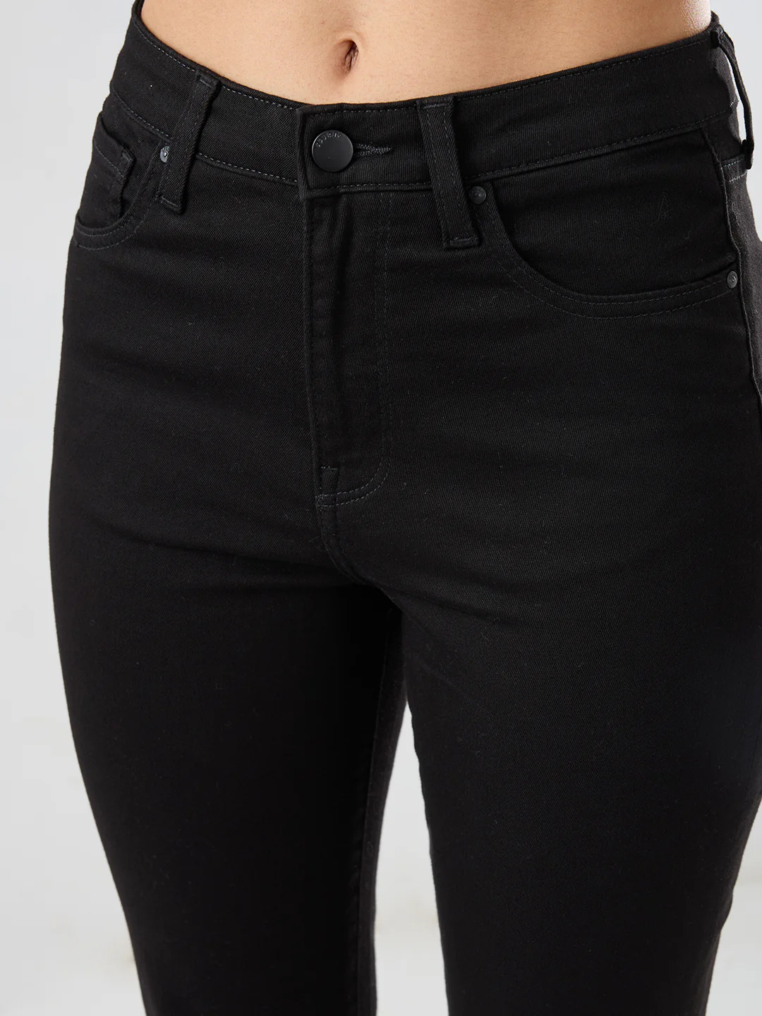 Women Flare Fit Jeans Flare Leg Jet Black Mid Rise - Image 6