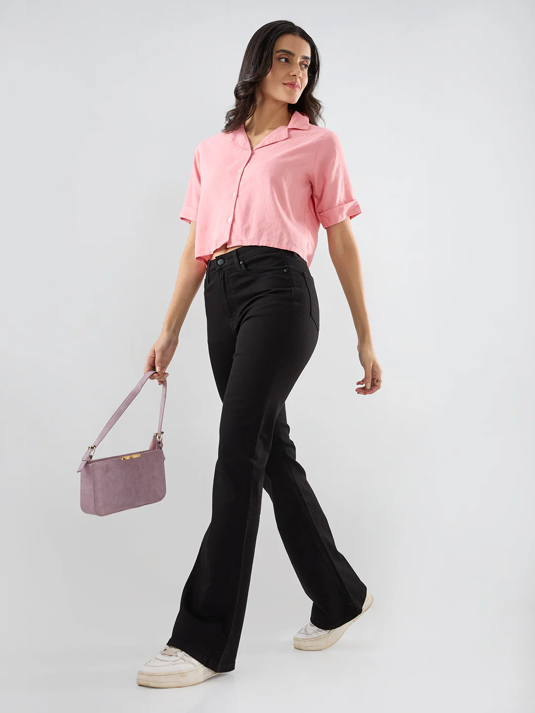 Women Flare Fit Jeans Flare Leg Jet Black Mid Rise - Image 7