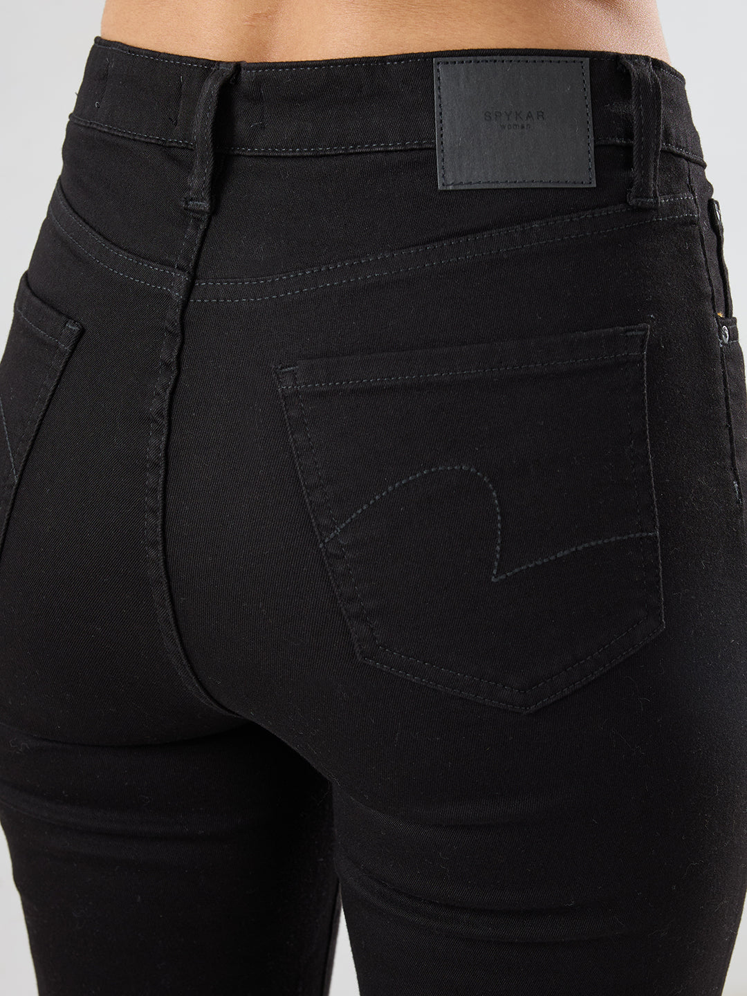 Women Flare Fit Jeans Flare Leg Jet Black Mid Rise - Image 8
