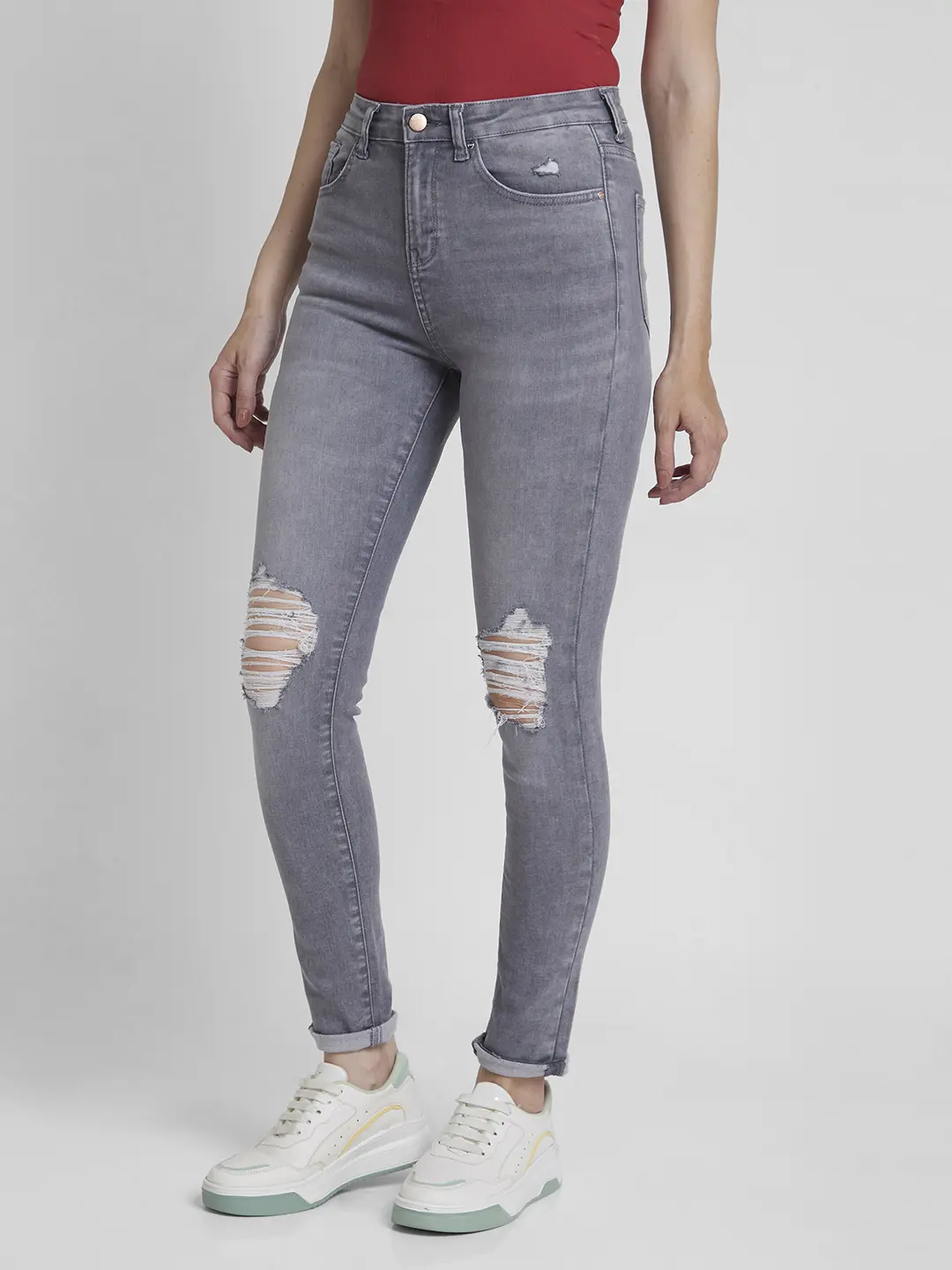Women Emma Jeans Skinny Fit Grey Regular - Image 4