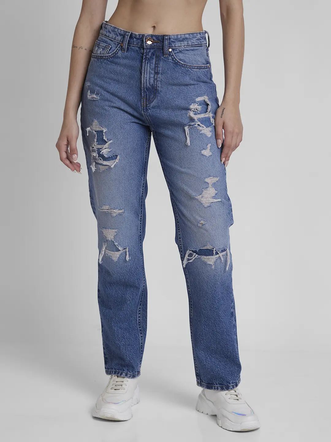 Women Bella Jeans Straight Fit Blue High Rise - Image 7