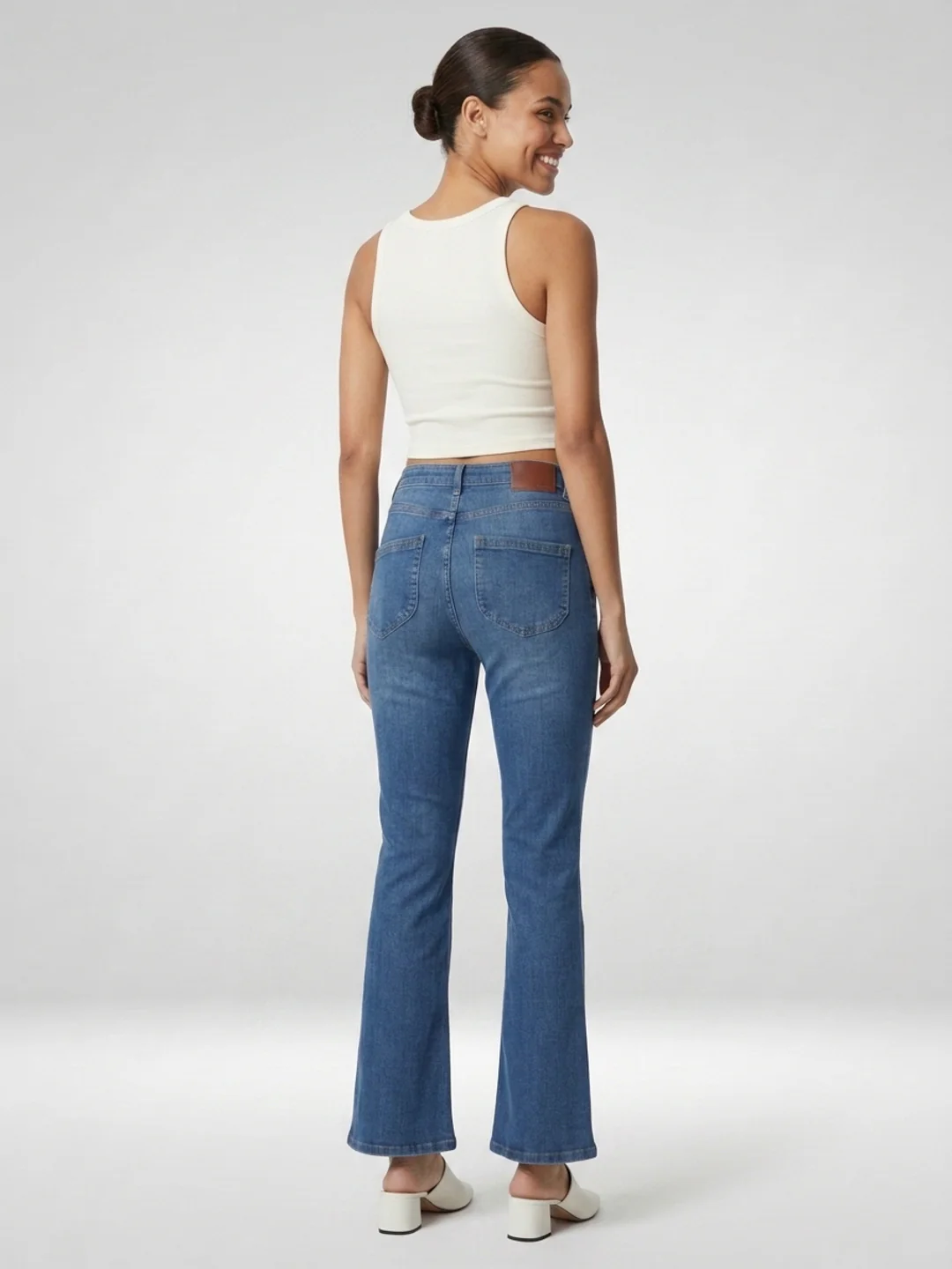 Women Elissa Jeans Boot Cut Fit Mid Blue High Rise - Image 4