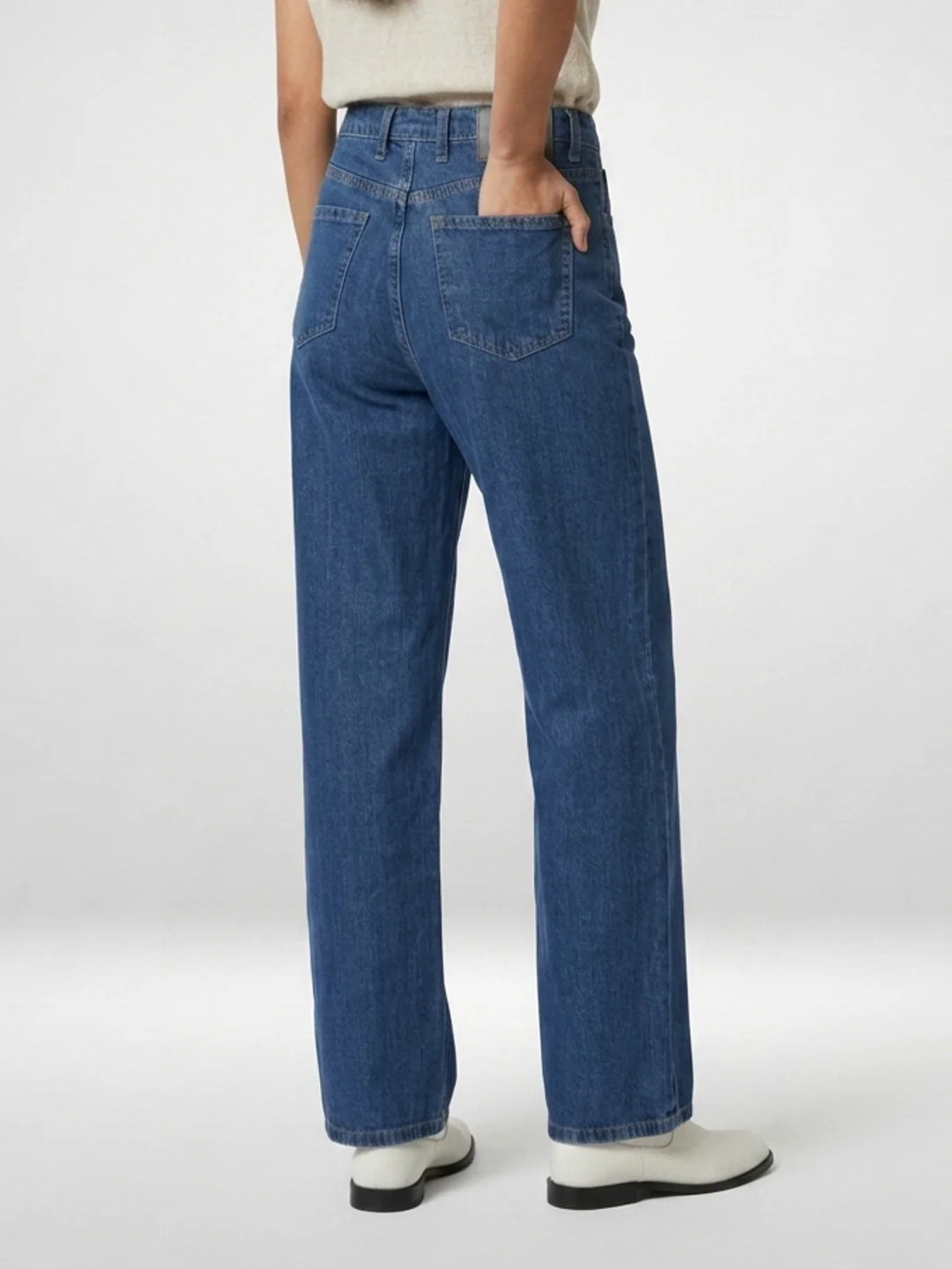 Women Bella Jeans Straight Fit Mid Blue High Rise - Image 3