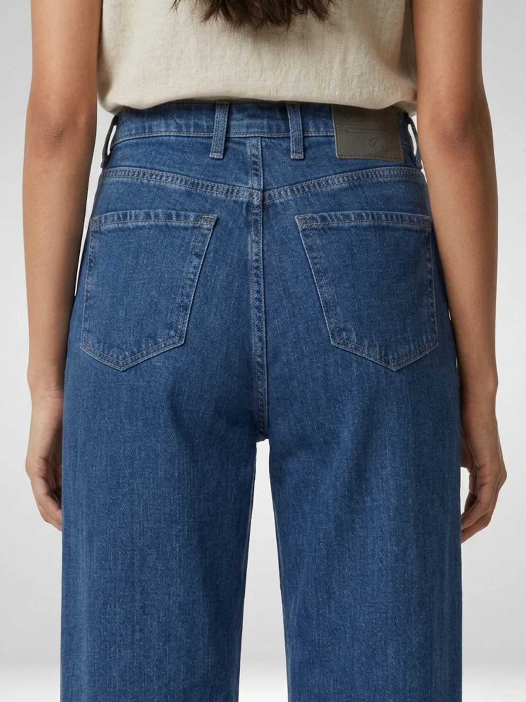 Women Bella Jeans Straight Fit Mid Blue High Rise - Image 6