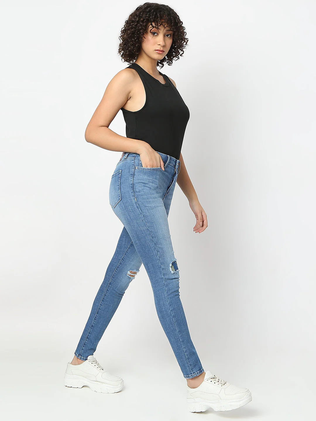 Women Jeans Skinny Fit Light Blue High Rise - Image 6