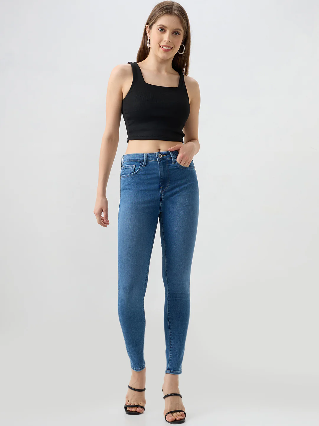 Women Alexa Jeans Super Skinny Fit Light Blue High Rise - Image 5