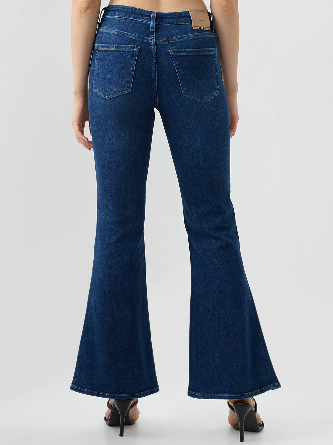 Women Flare Fit Jeans Flare Leg Blue Mid Rise - Image 4