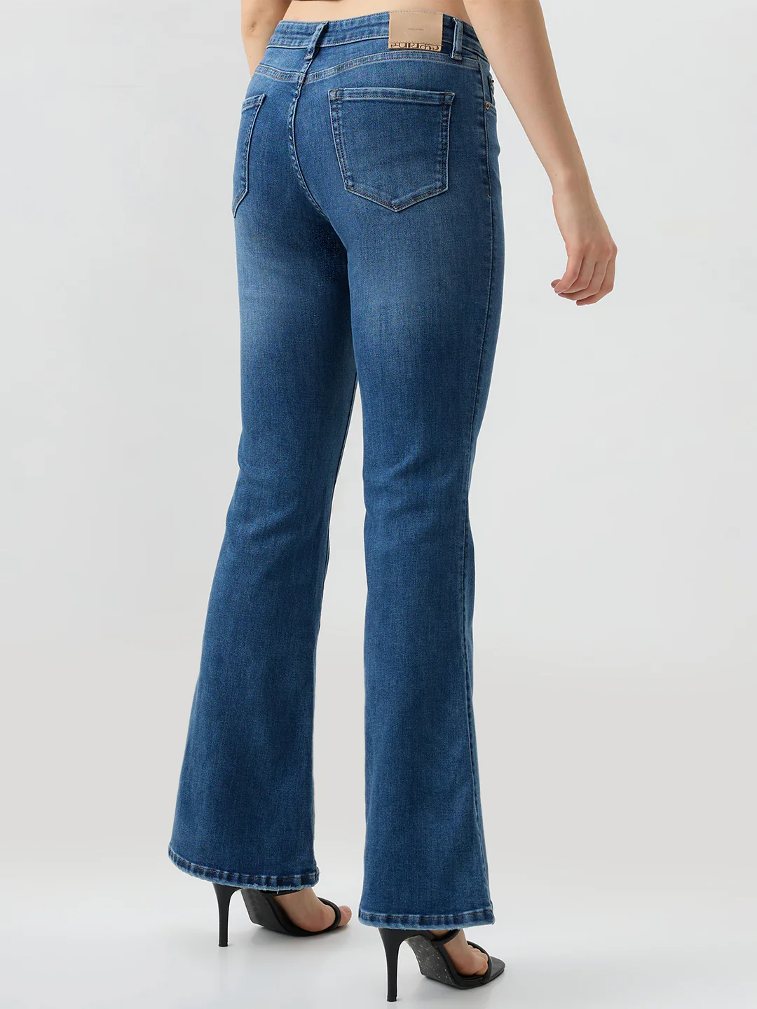 Women Flare Fit Jeans Flare Leg Blue Mid Rise - Image 4
