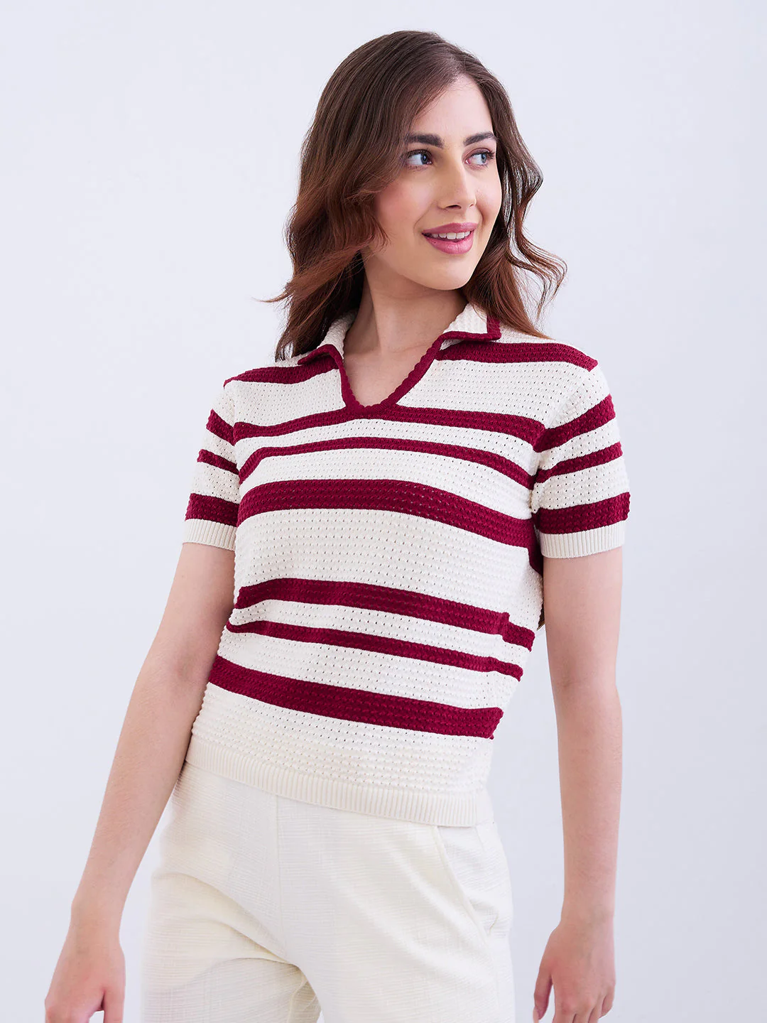 Women Sweater Crimson Red Slim Fit - Image 3