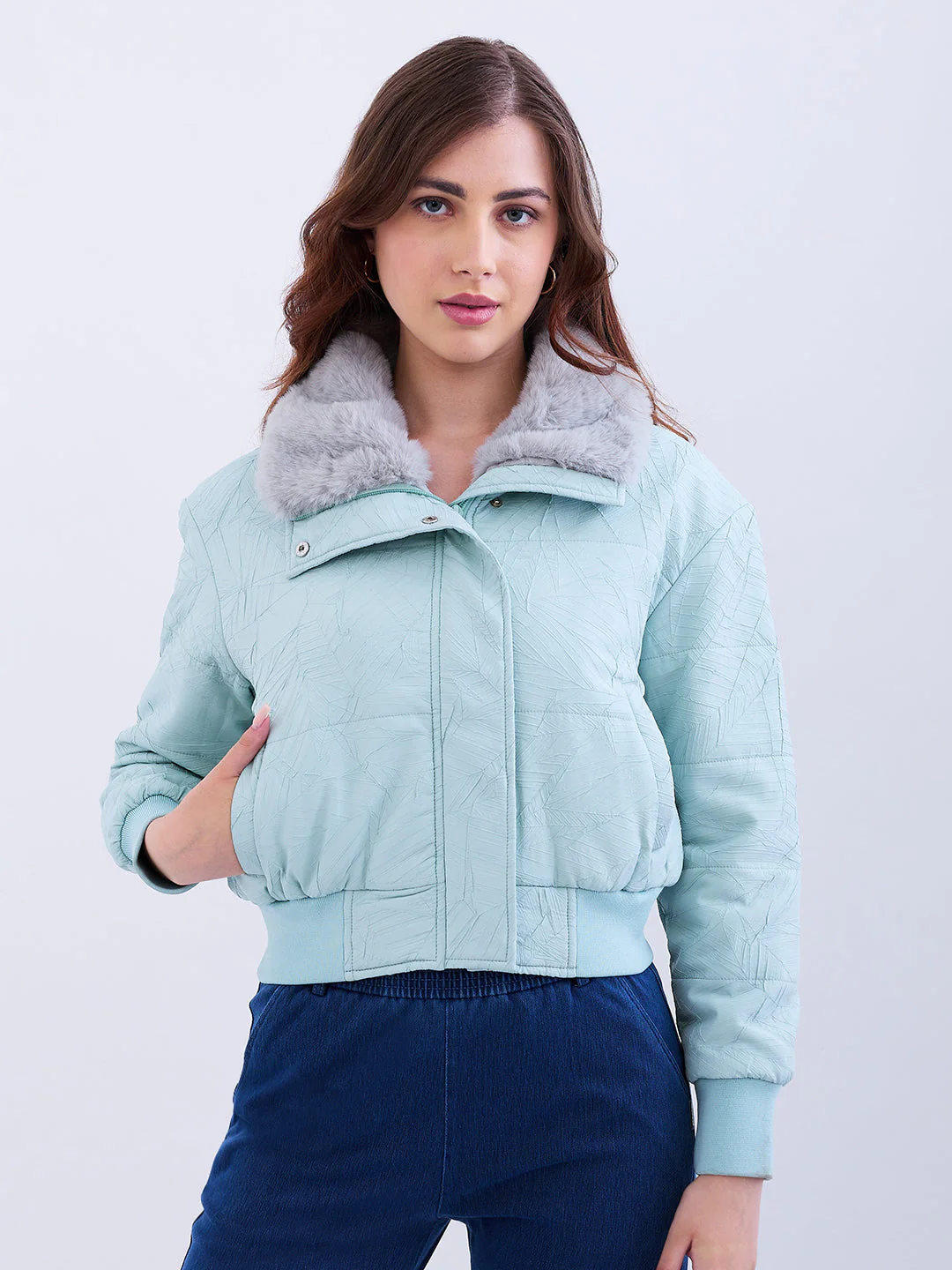 Women Jacket Green Regular Fit - Image 2