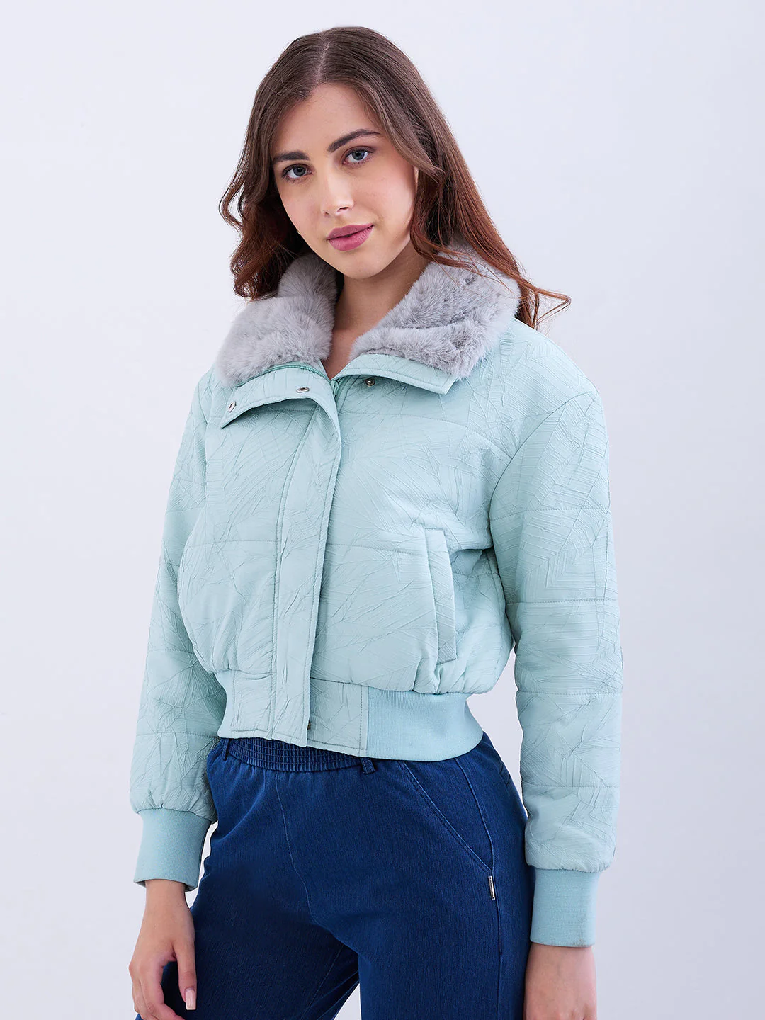 Women Jacket Green Regular Fit - Image 3