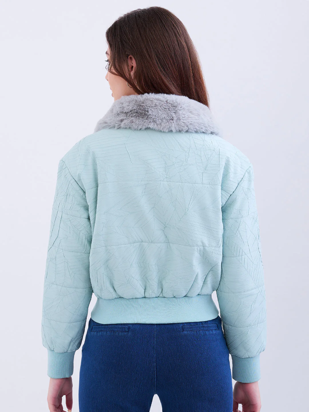 Women Jacket Green Regular Fit - Image 4