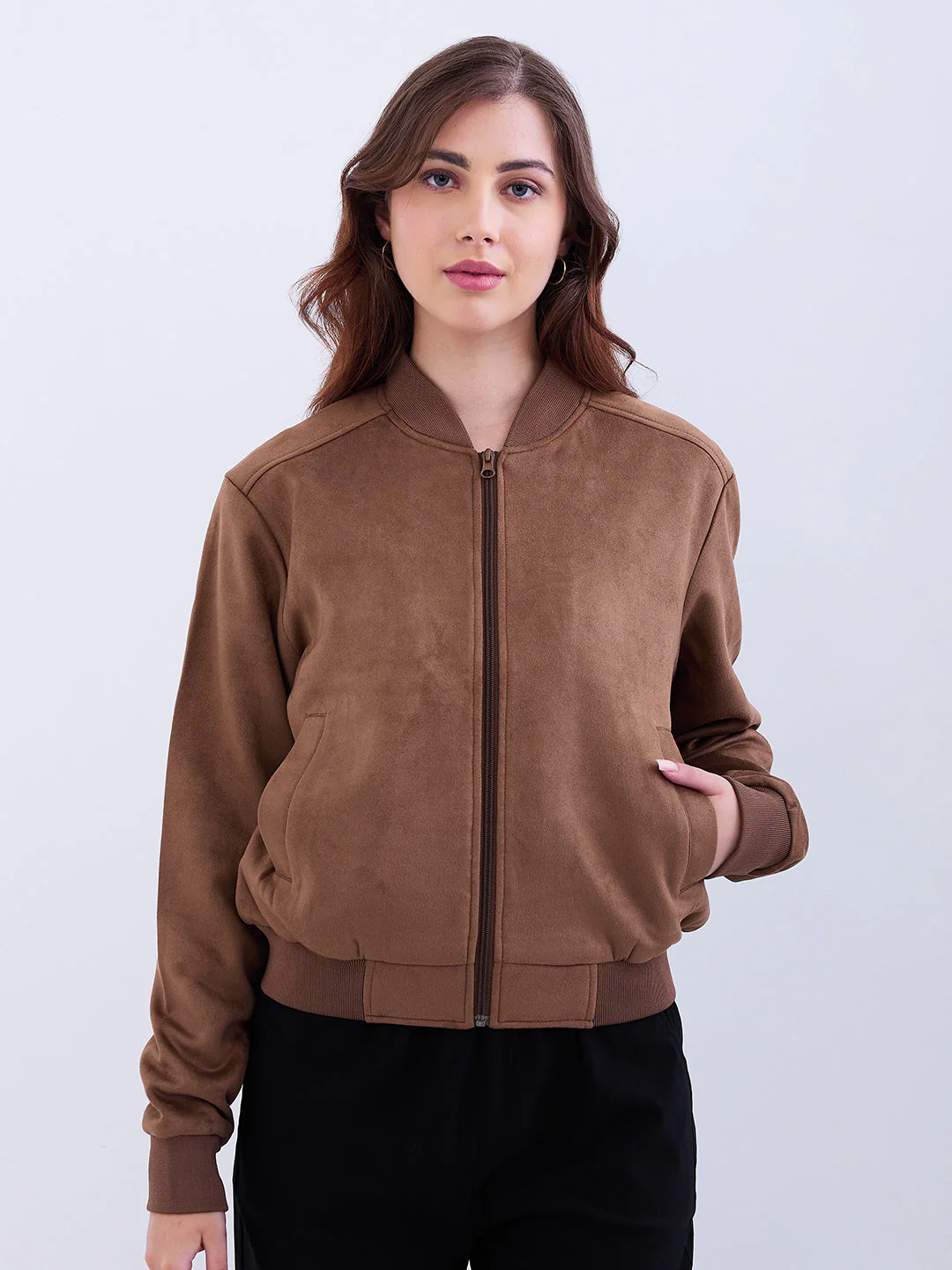 Women Jacket Brown Regular Fit - Image 2
