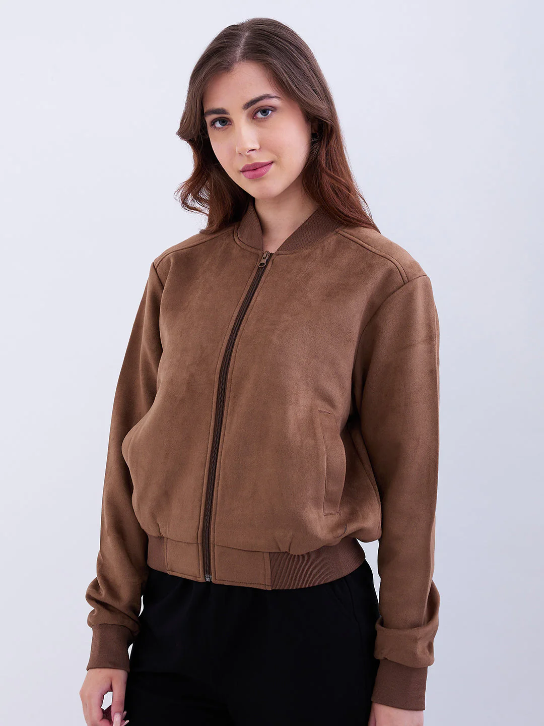 Women Jacket Brown Regular Fit - Image 3