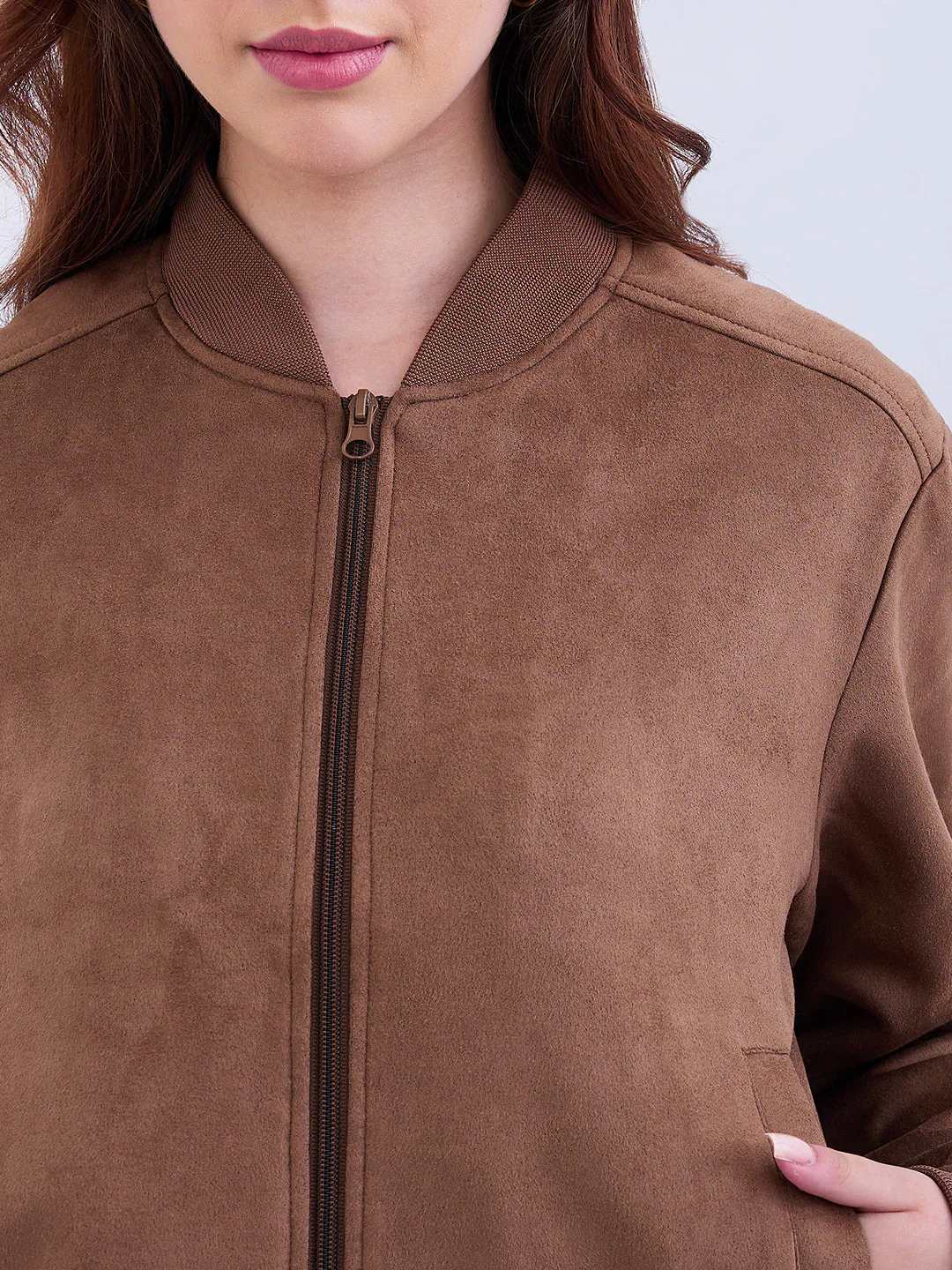 Women Jacket Brown Regular Fit - Image 6