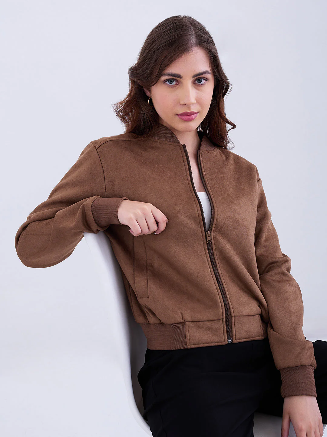 Women Jacket Brown Regular Fit - Image 7